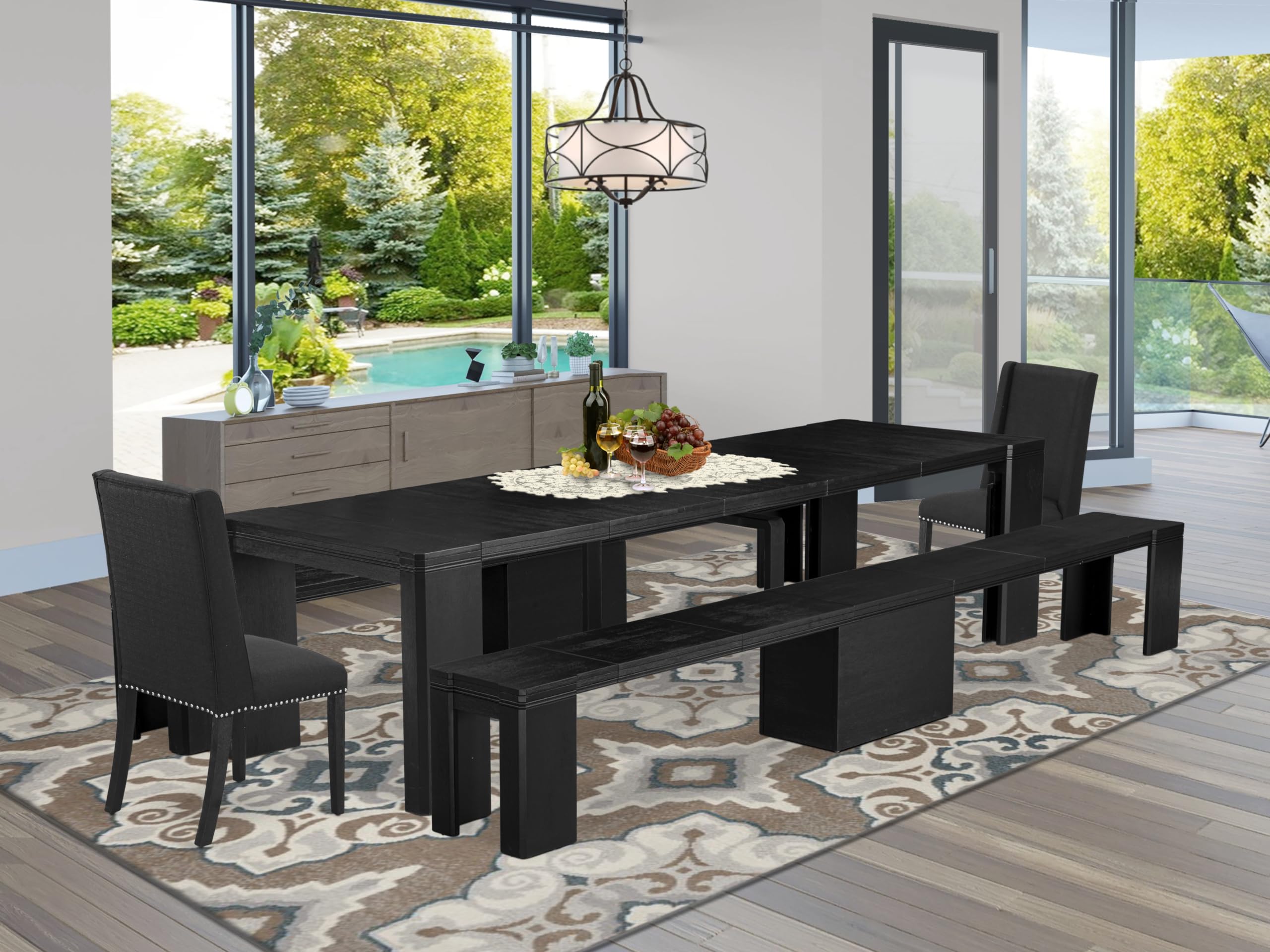 5-piece Dining Room Table Set a Rectangular Dining Table