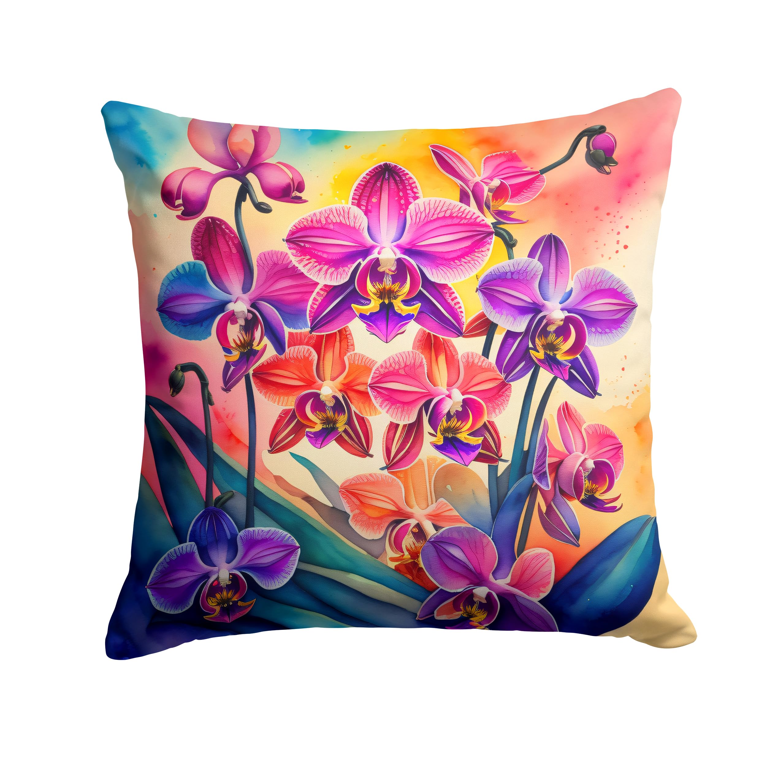 Colorful Orchids Throw Pillow