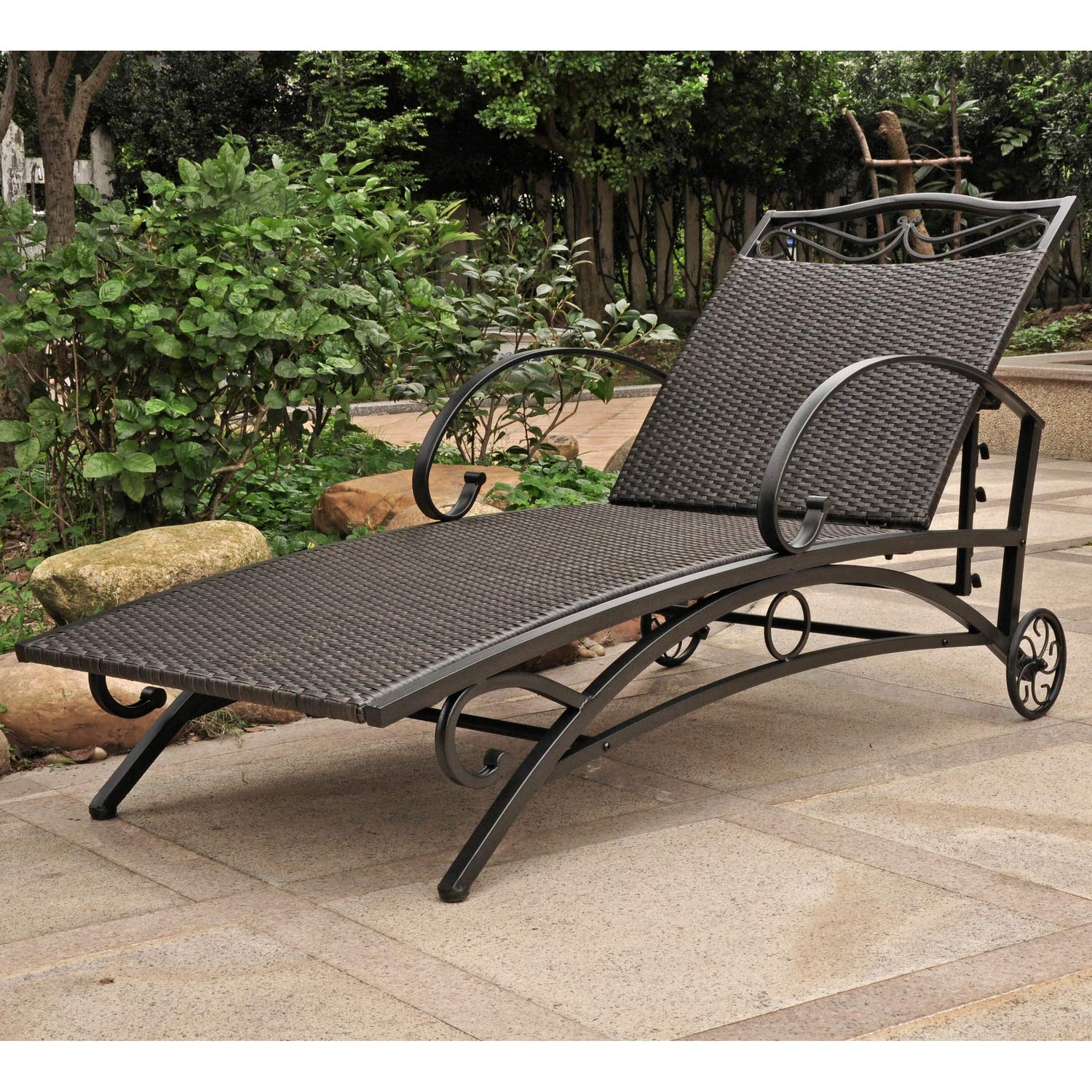 Valencia Resin Wicker/ Steel Multi-position Chaise Lounge - Antique Black