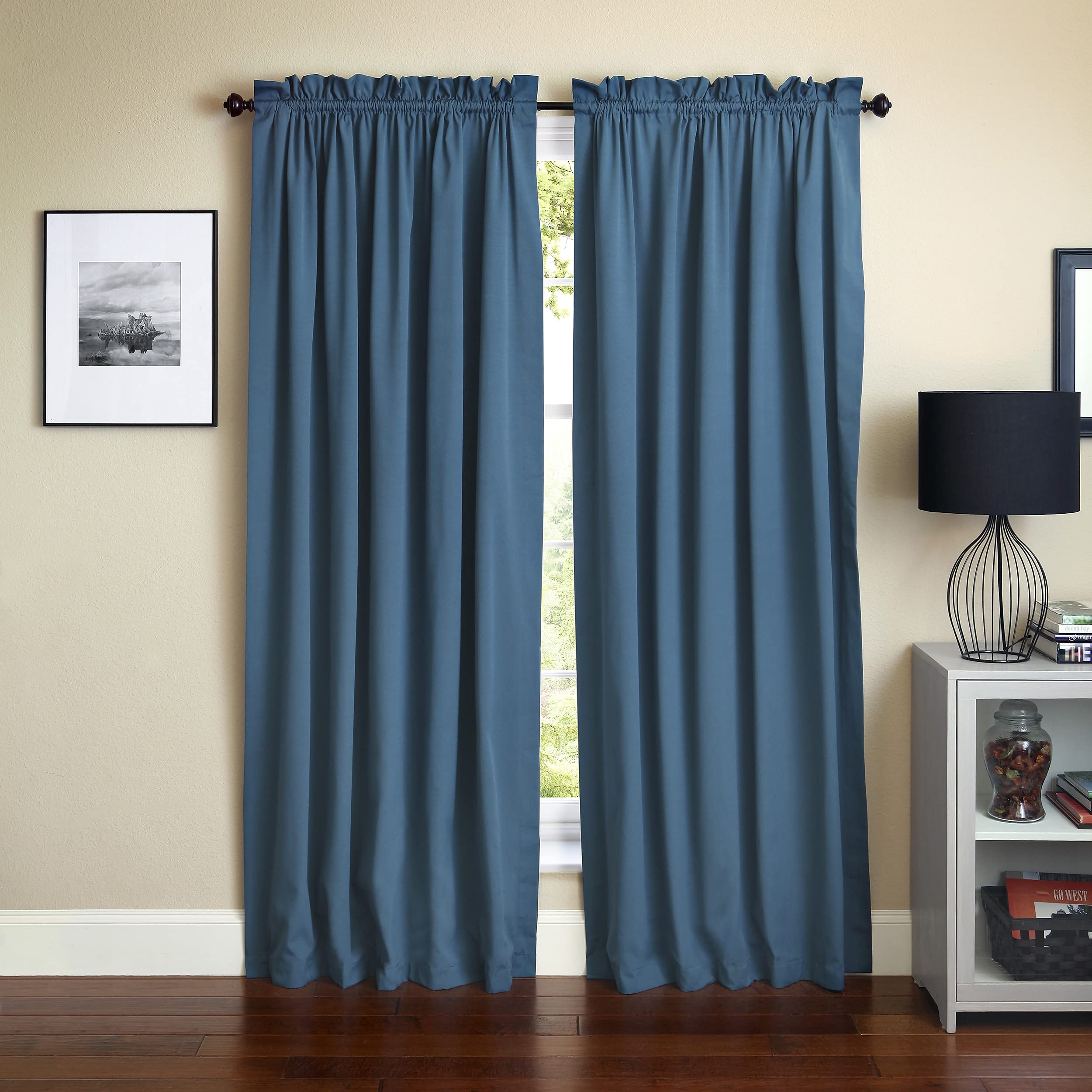 Blazing Needles 108-inch by 52-inch Twill Curtain Panels (Set of 2) - Indigo