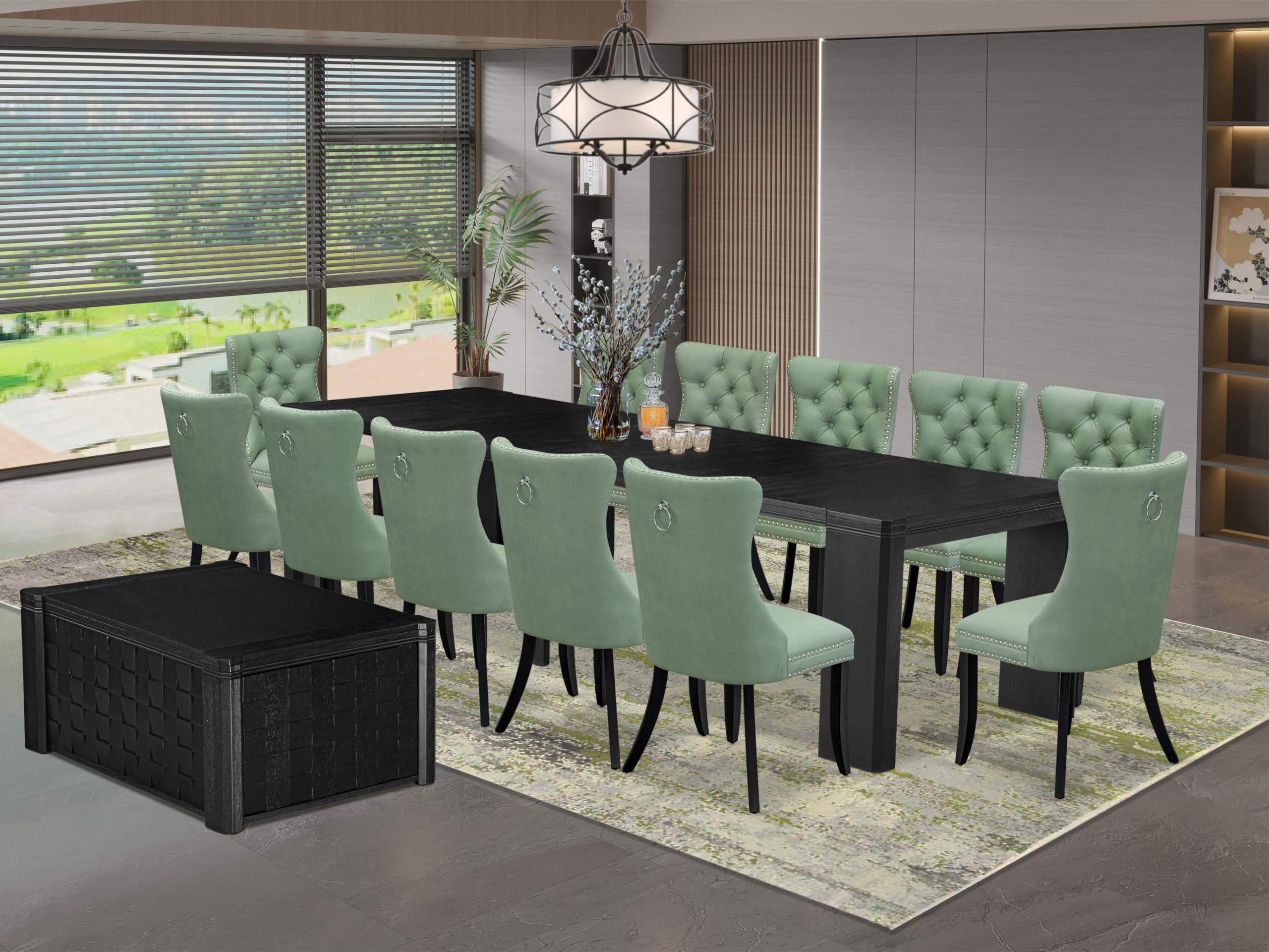14-piece Dining Room Table Set a Rectangular Kitchen Table with a coffee Table
