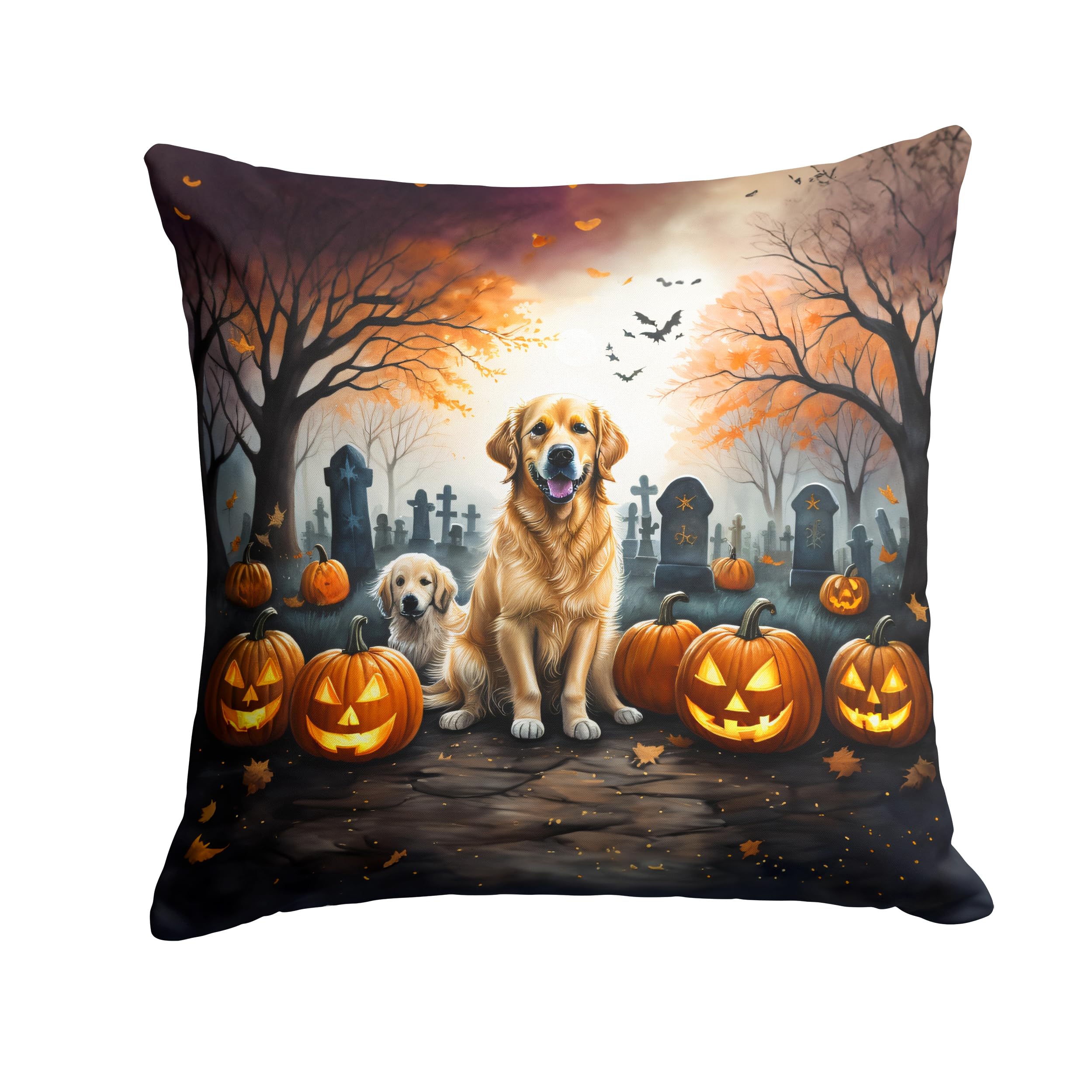 Golden Retriever Spooky Halloween Throw Pillow