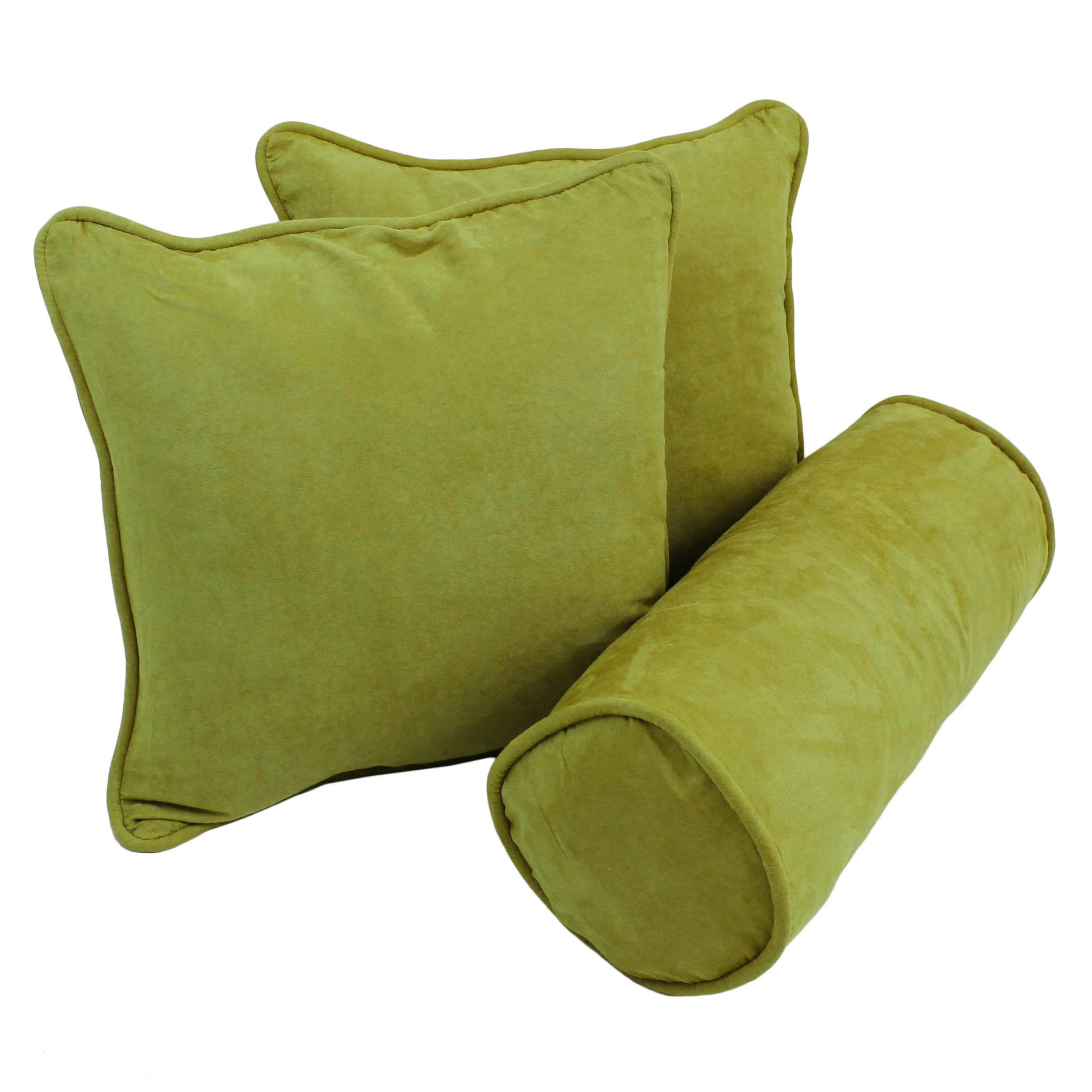 Double-corded Solid Microsuede Throw Pillows with Inserts (Set of 3) - Mojito Lime