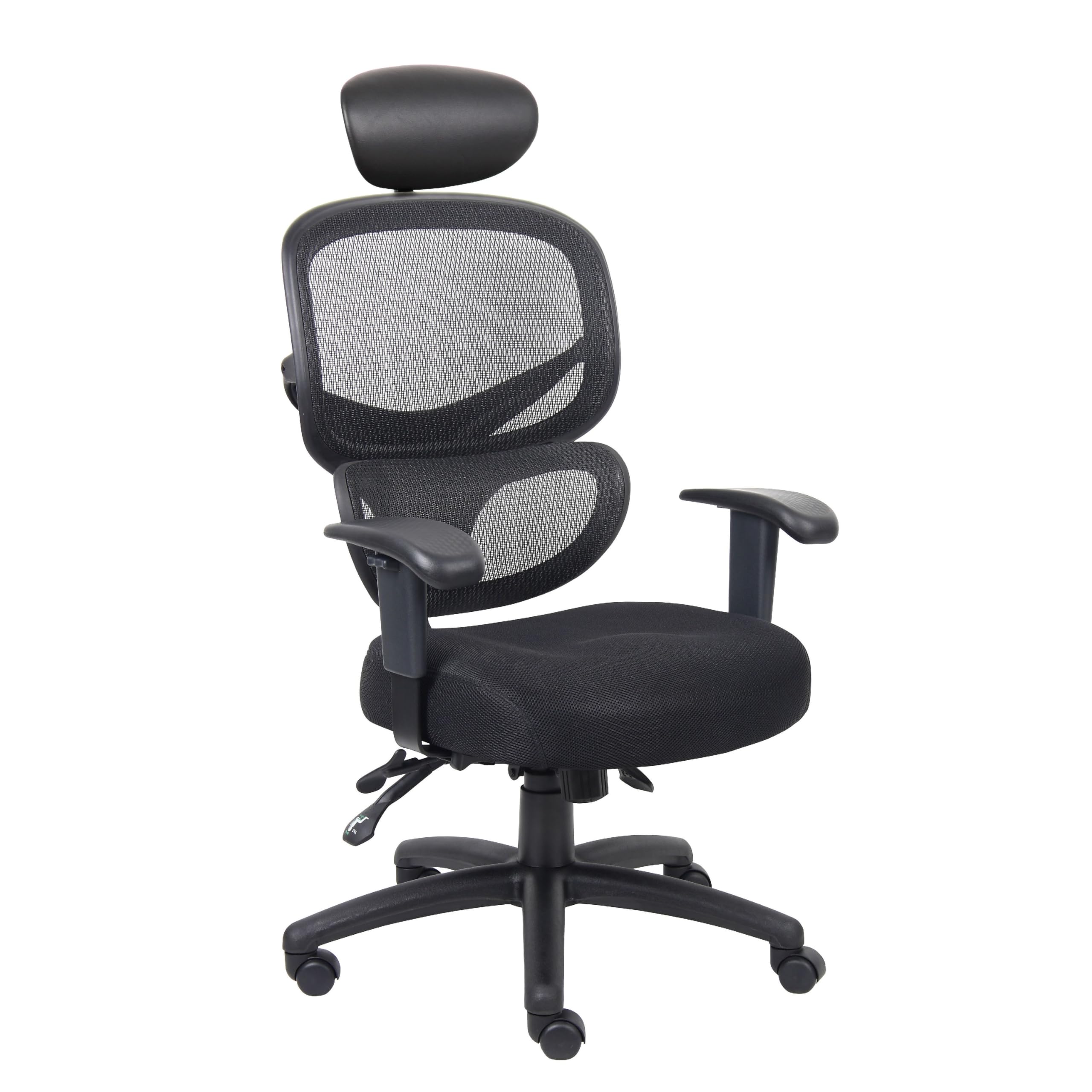 Samy Multi-Function Task Chair, Headrest, Black Mesh, SereneSoft Padding