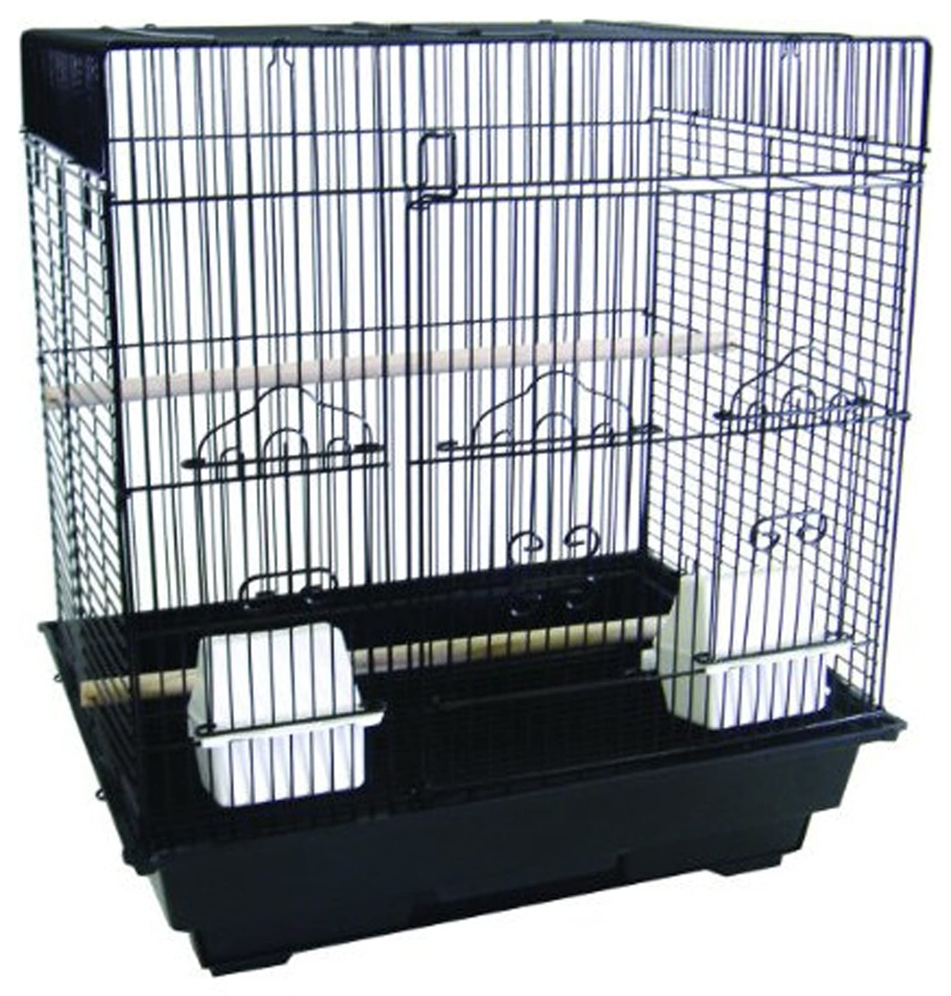 5824 3/8 Bar Spacing SquareTop Small Bird Cage - 18″x14″ In Black