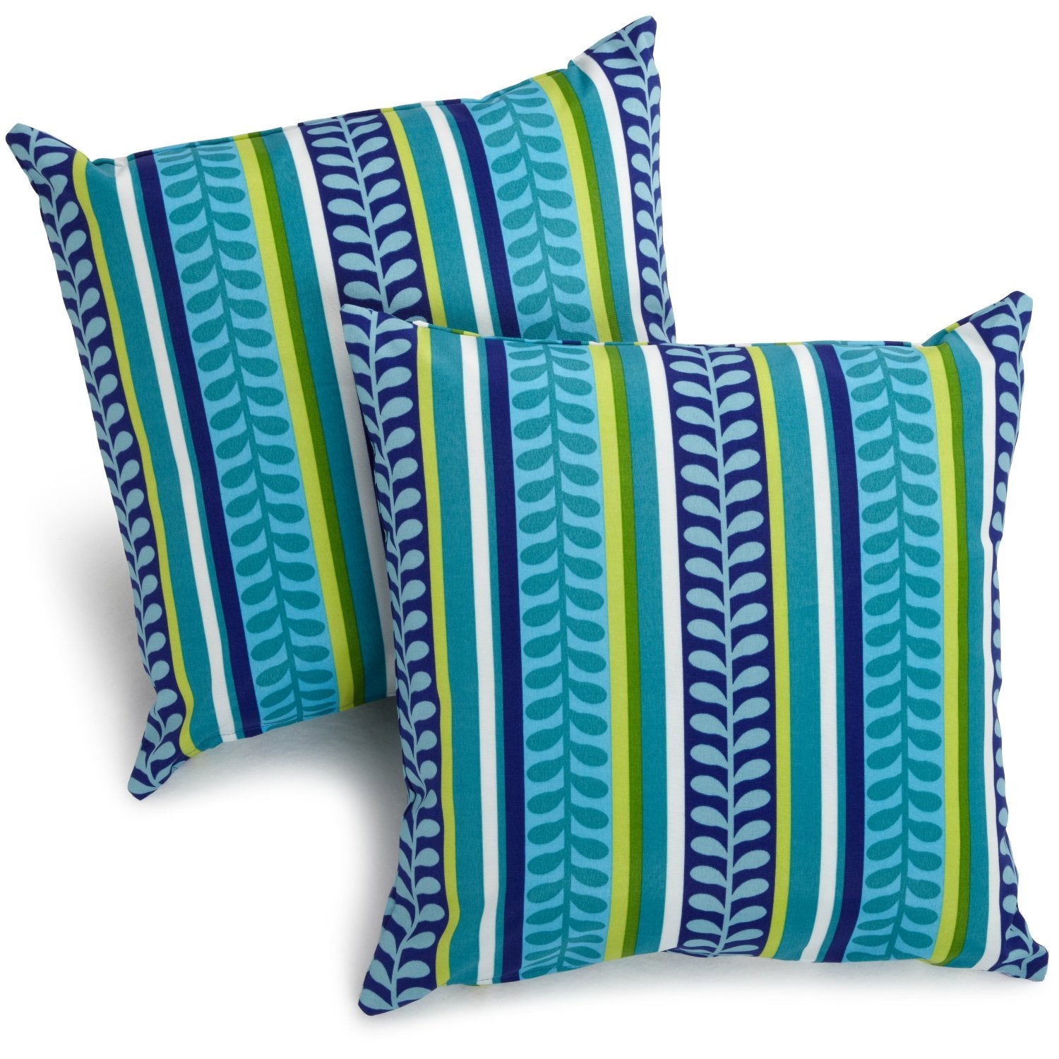 Blazing Needles 17-inch Outdoor Knife Edge Throw Pillows (Set of 2) - Pike Azure