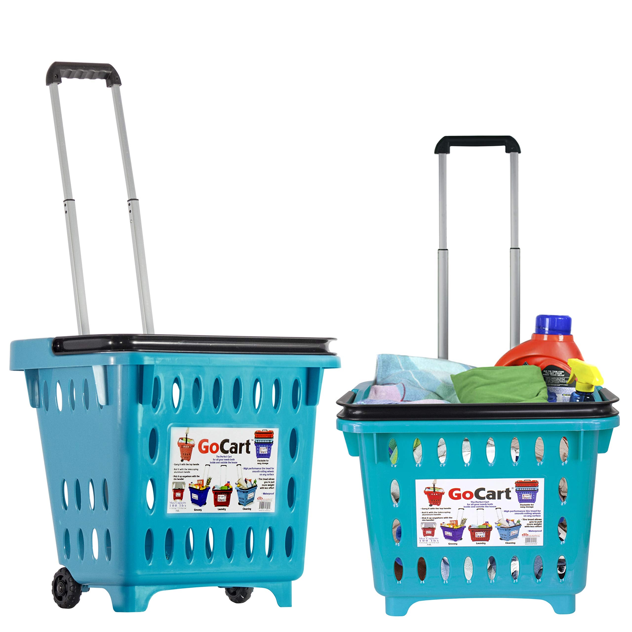 Dbest Products Gocart,Teal Grocery Cart Shopping Laundry Basket On Wheels