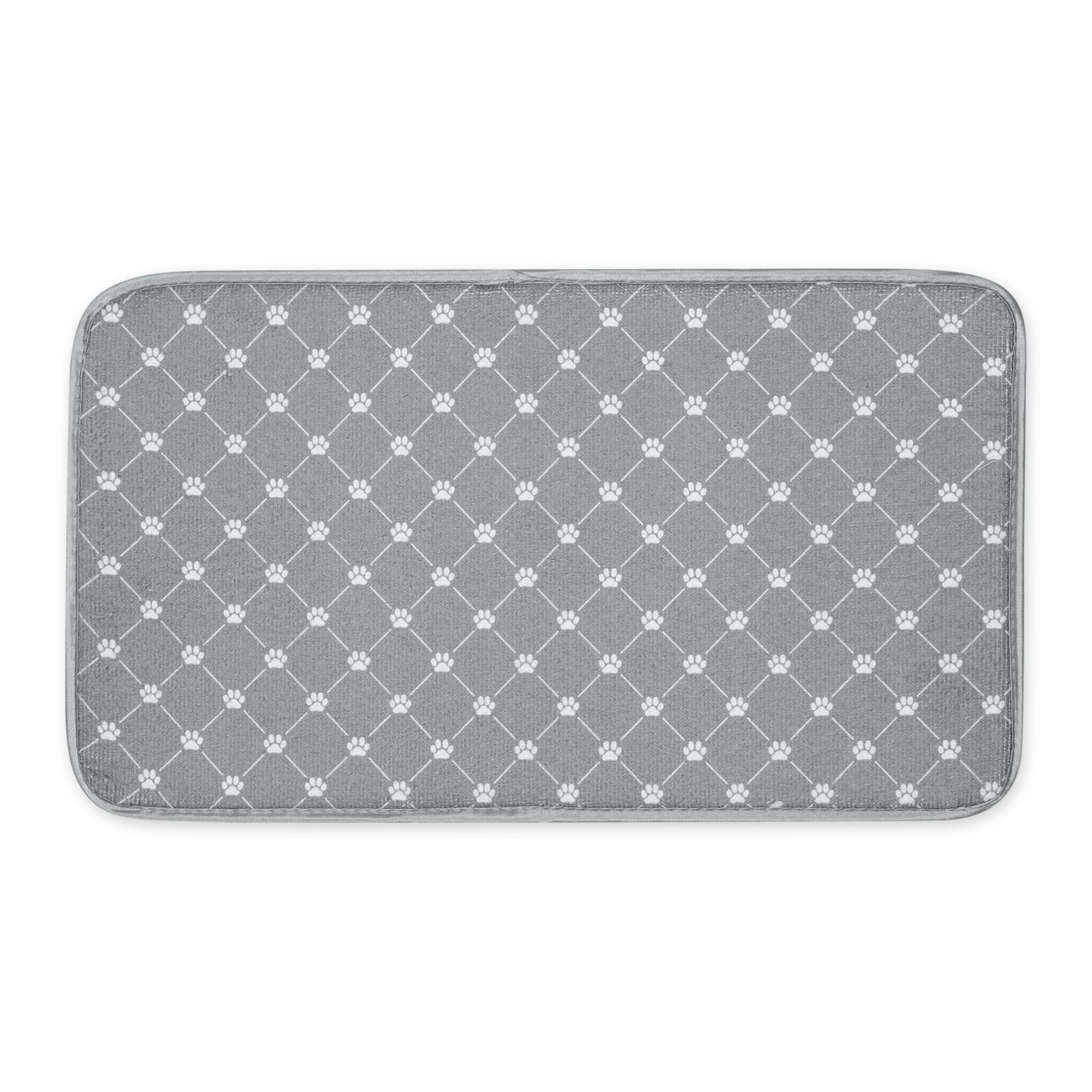 Bone Dry Machine Washable, Ultra Absorbent Pet Mat, 10X18, Gray Trellis Print
