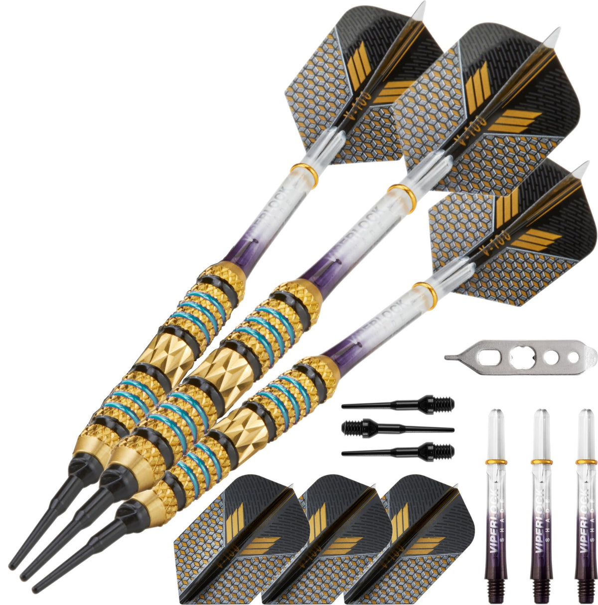 Viper Wizard Soft Tip Darts With Storage/Travel Case, Blue Rings, 18 Grams