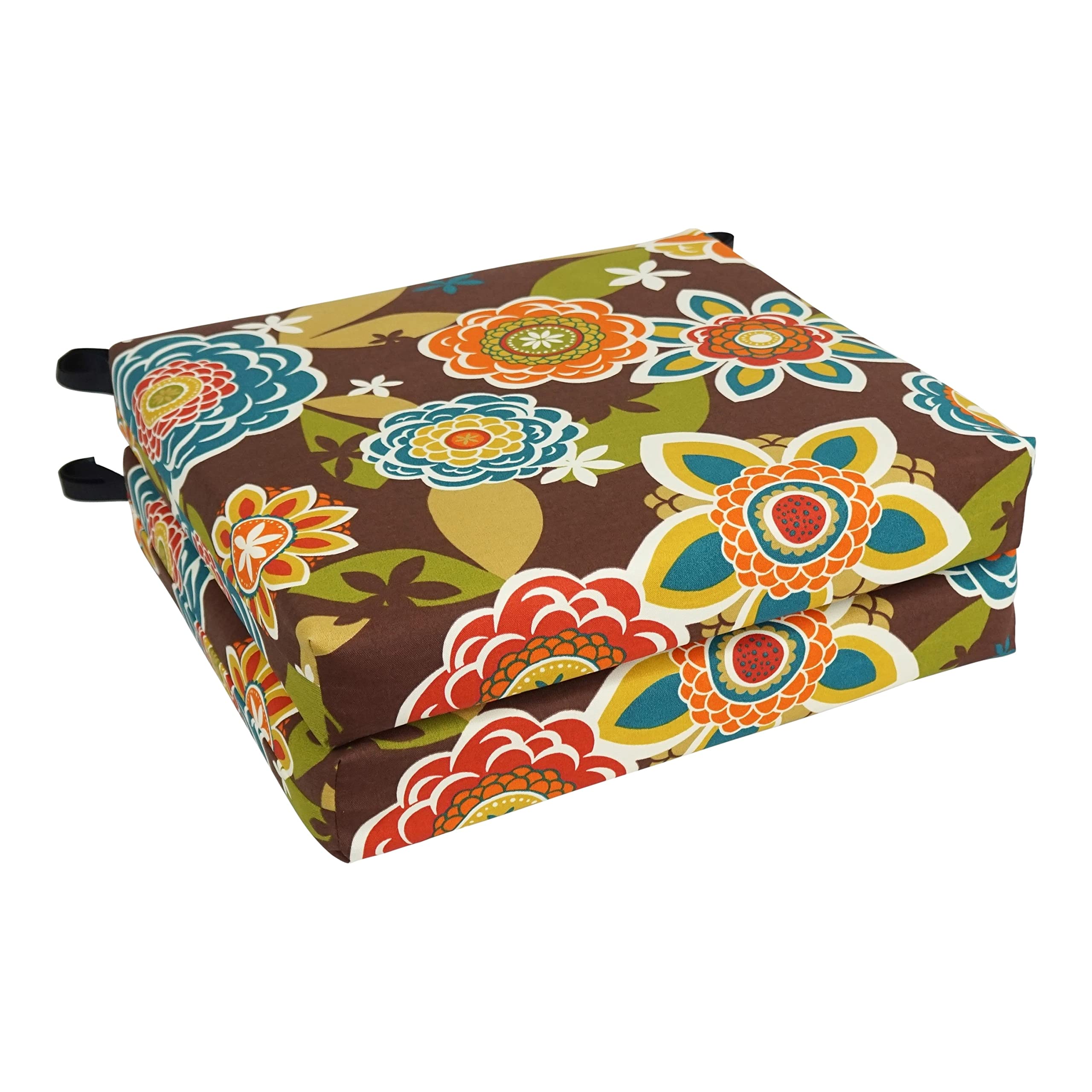 20-inch by 19-inch Patterned Outdoor Spun Polyester Chair Cushions (Set of 2) 93454-2CH-REO-50