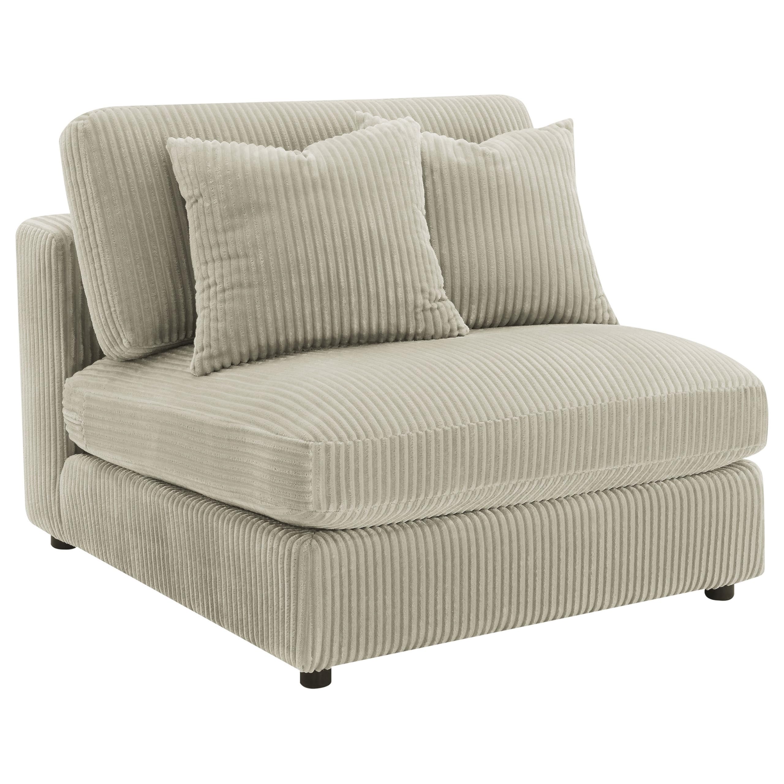 Lain Modular Armless Sofa Chair with 2 Accent Pillows, Beige Corduroy