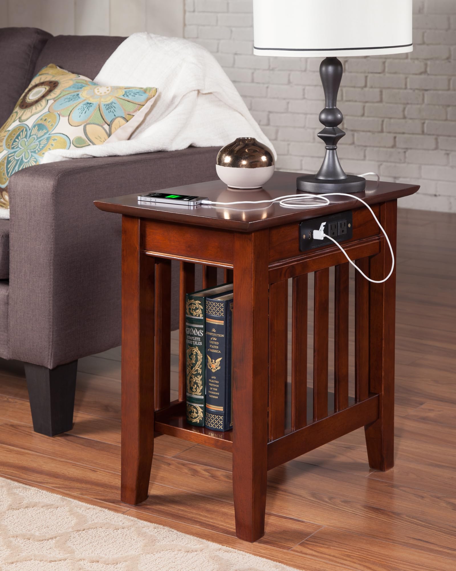 Mission Chair Side Table w/Charger AW