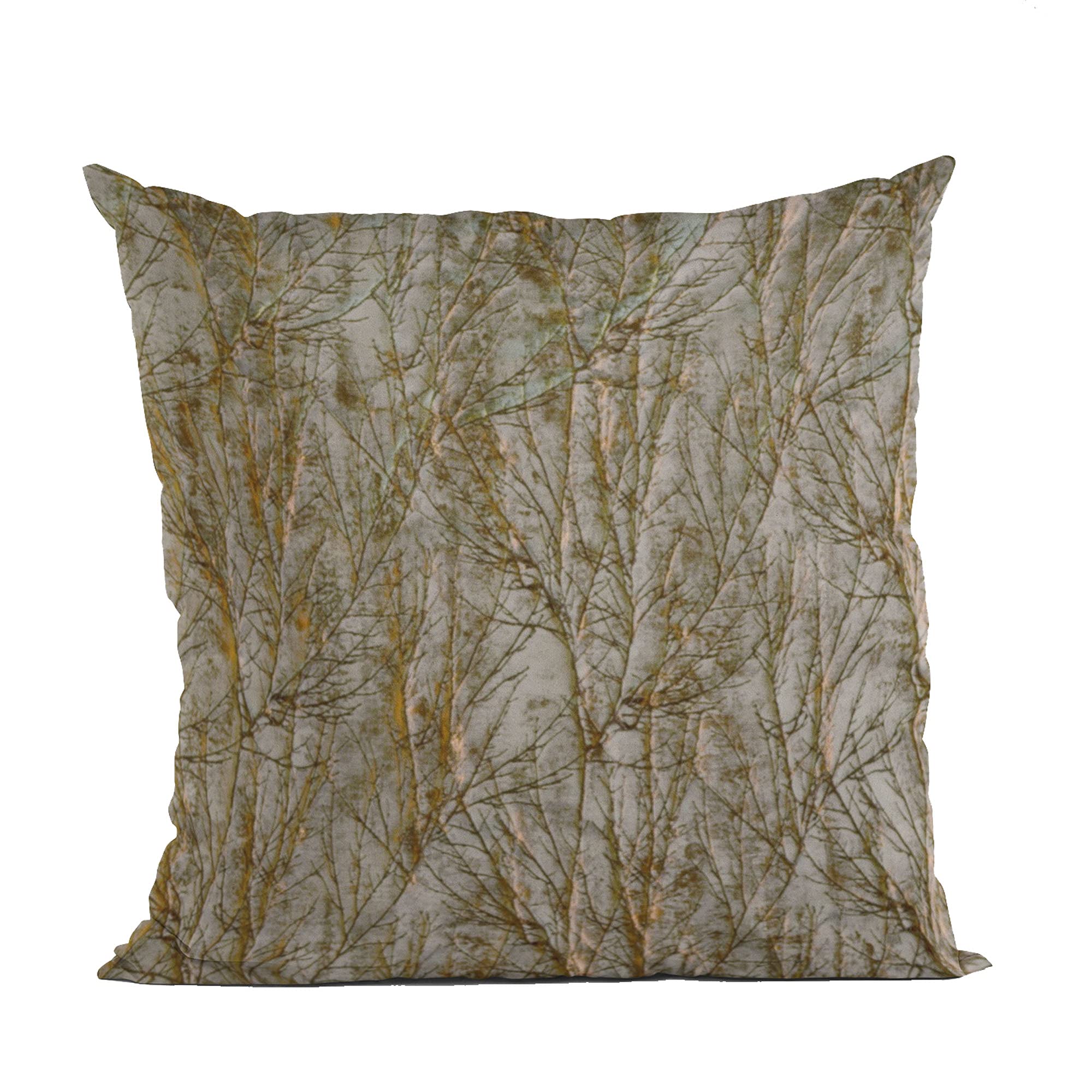 Plutus Patina Yarns Shiny Fabric With Twig Pattern Luxury Throw Pillow - Double sided  16 x 16”