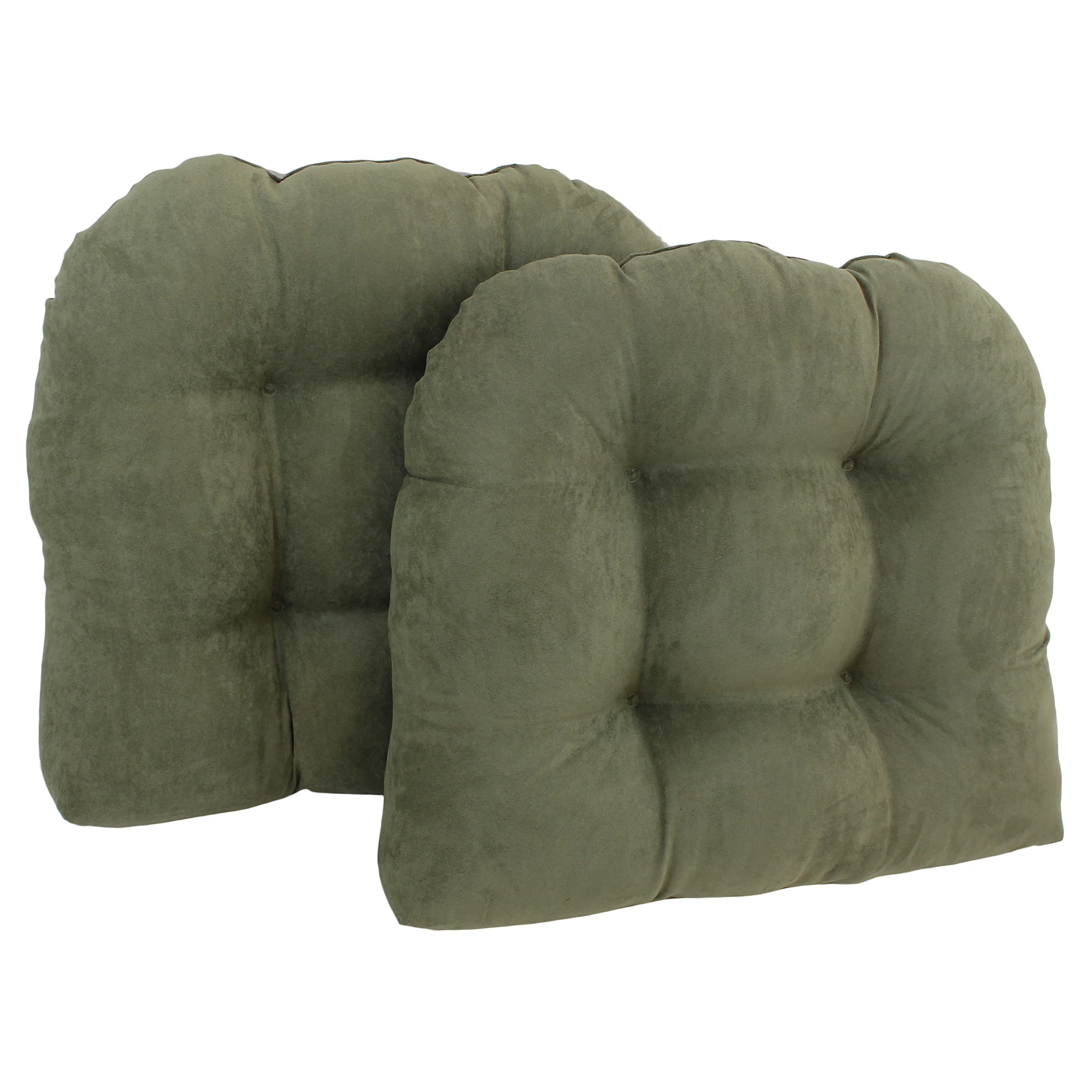 19-inch U-Shaped Micro Suede Tufted Dining Chair Cushion (Set of 2) - Sage