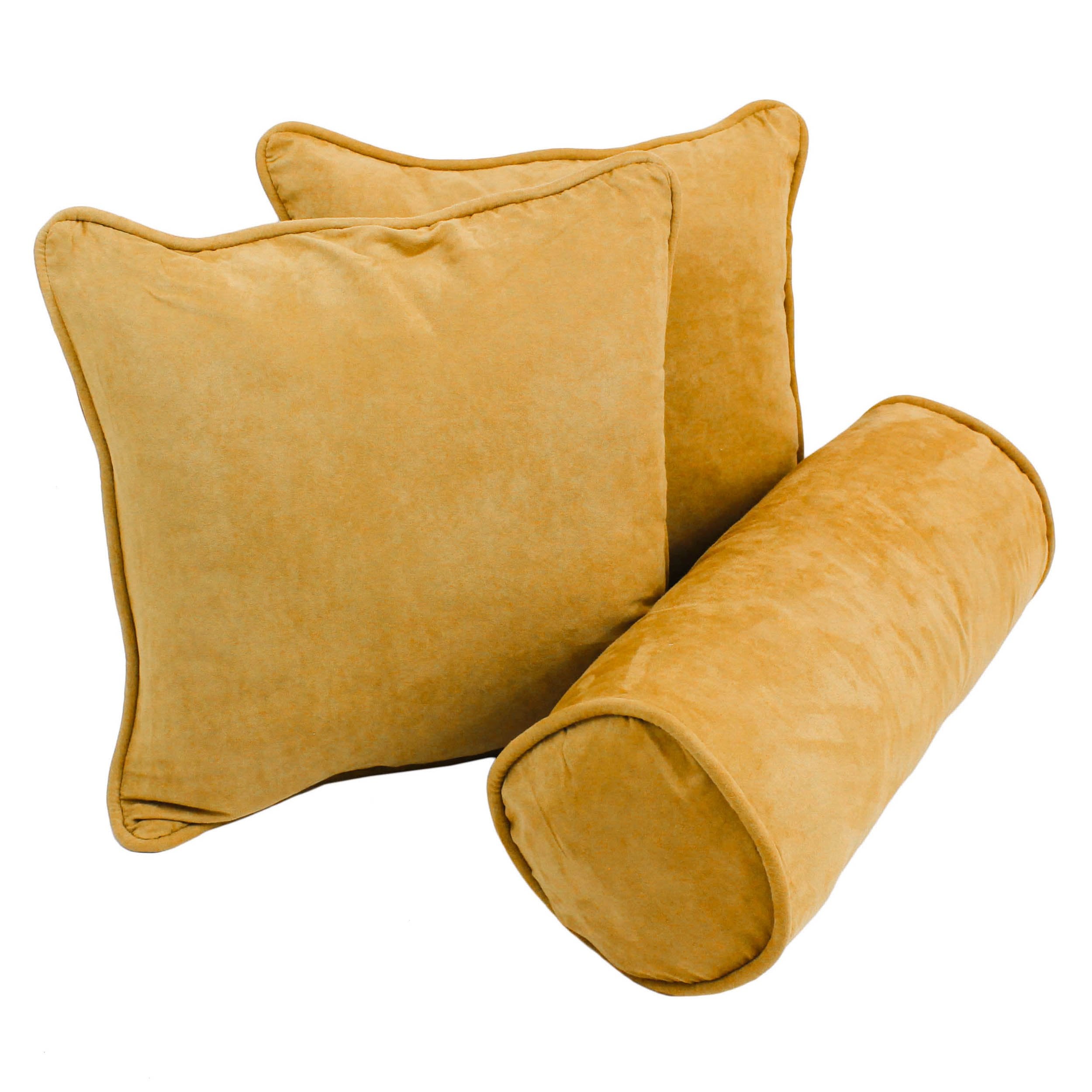 Double-corded Solid Microsuede Throw Pillows with Inserts (Set of 3) - Lemon