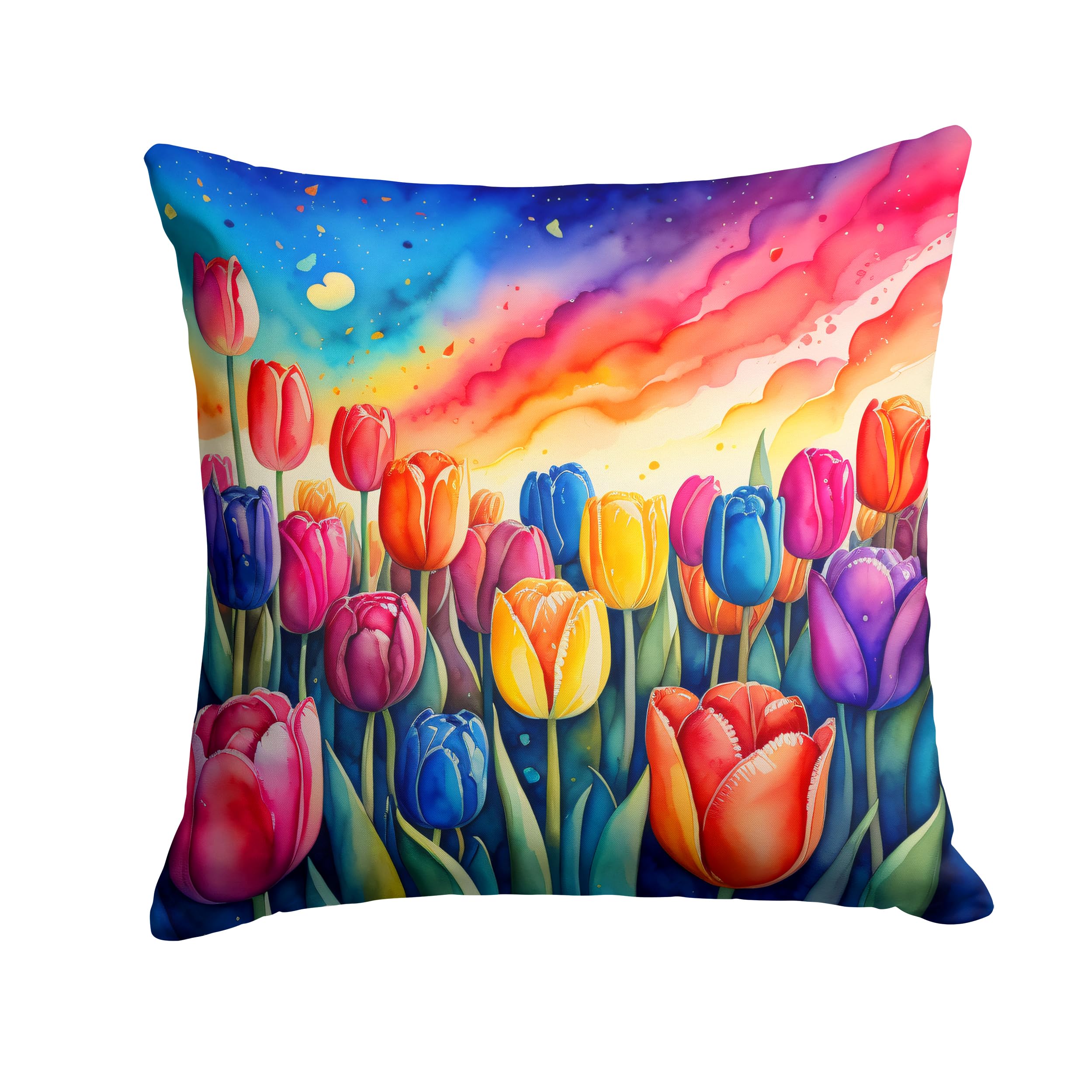 Colorful Tulips Throw Pillow