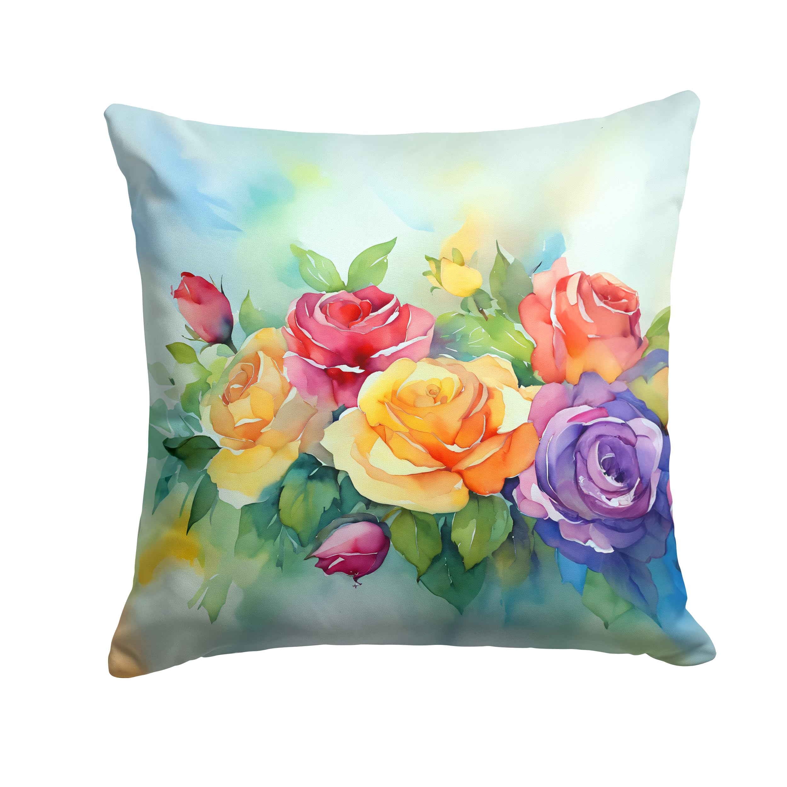 Roses in Watercolor Throw Pillow