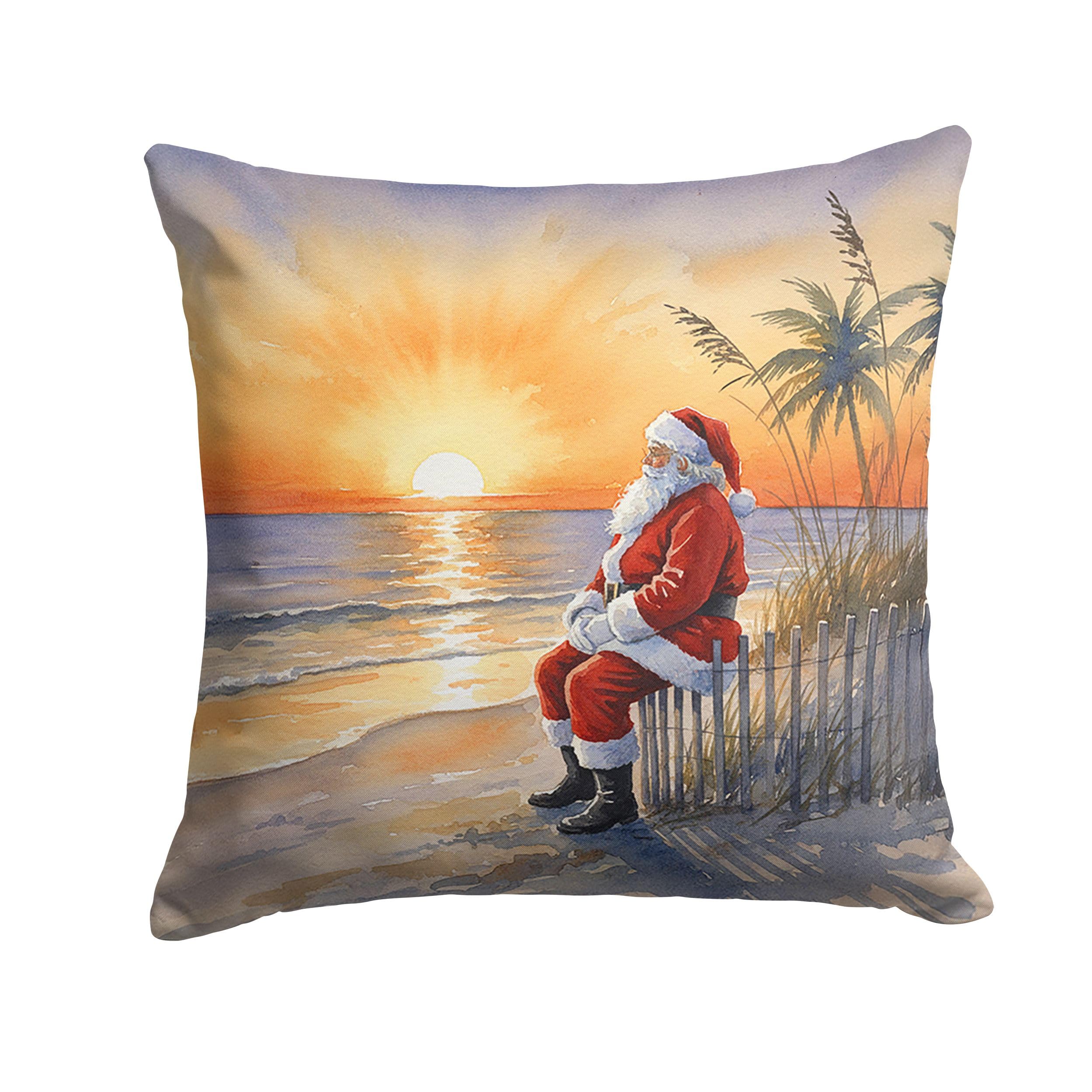 Carolines Treasures Santa Claus Watching The Sunset Christmas Throw Pillow Decorative Indoor Outdoor Accent Cushion for Couch, Bed or Patio, 14Hx14W