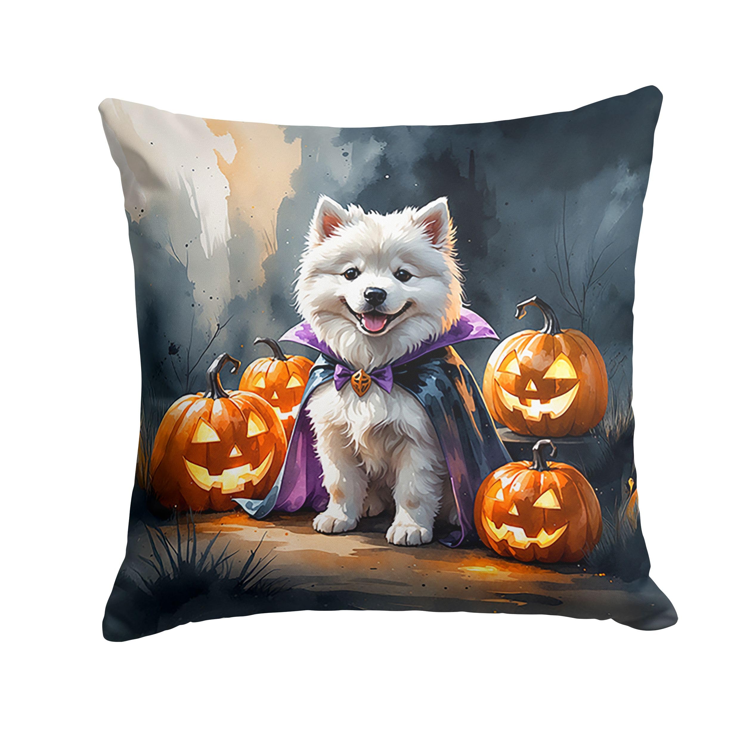 Carolines Treasures Samoyed Puppy Halloween Throw Pillow Machine Washable, Indoor Outdoor Decorative Pillow for Couch, Bed or Patio, 18Hx18W