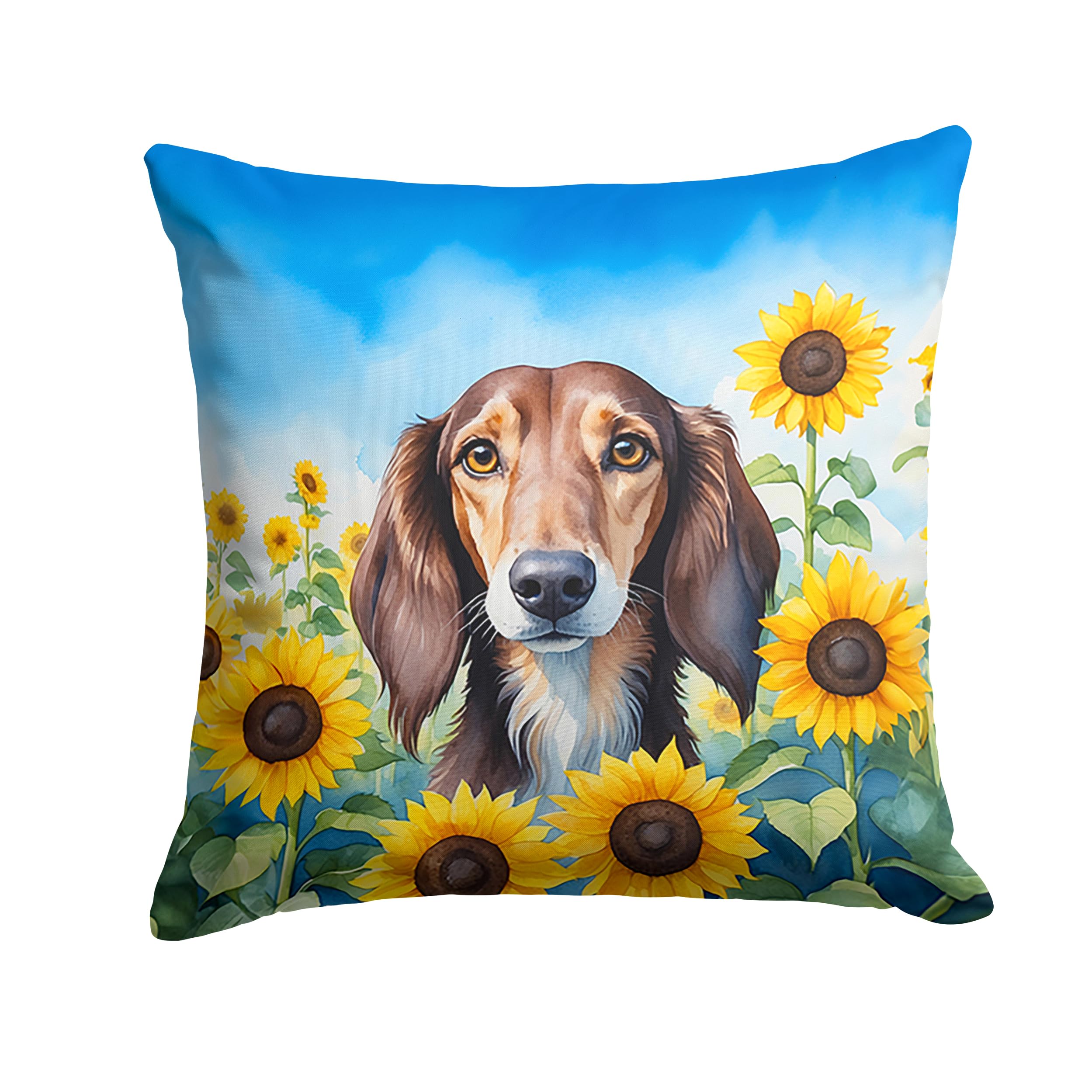 Carolines Treasures in Sunflowers Throw Pillow, 18Hx18W, Saluki 6152