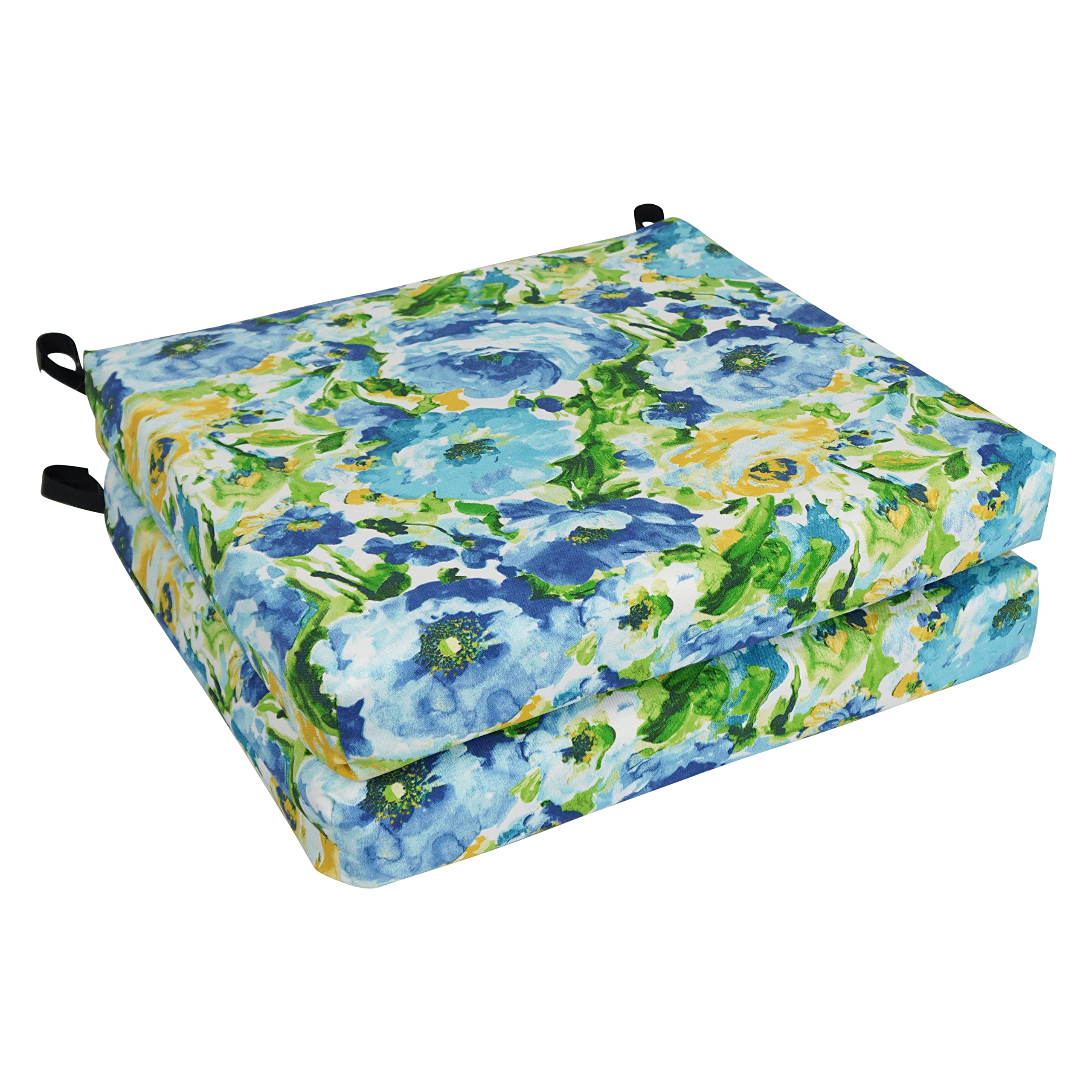 20-inch by 19-inch Patterned Outdoor Spun Polyester Chair Cushions (Set of 2) 93454-2CH-REO-65