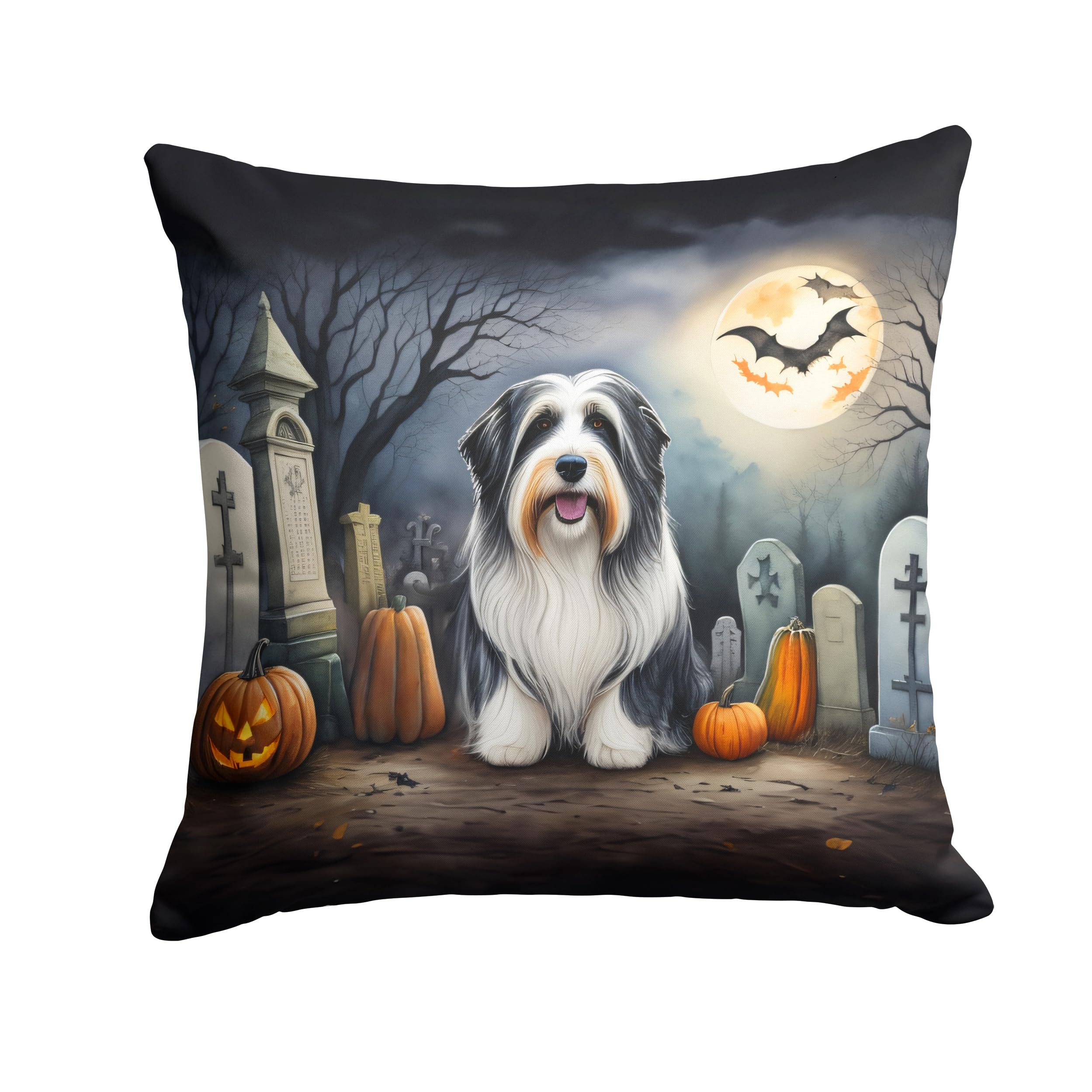 Bearded Collie Spooky Halloween Throw Pillow