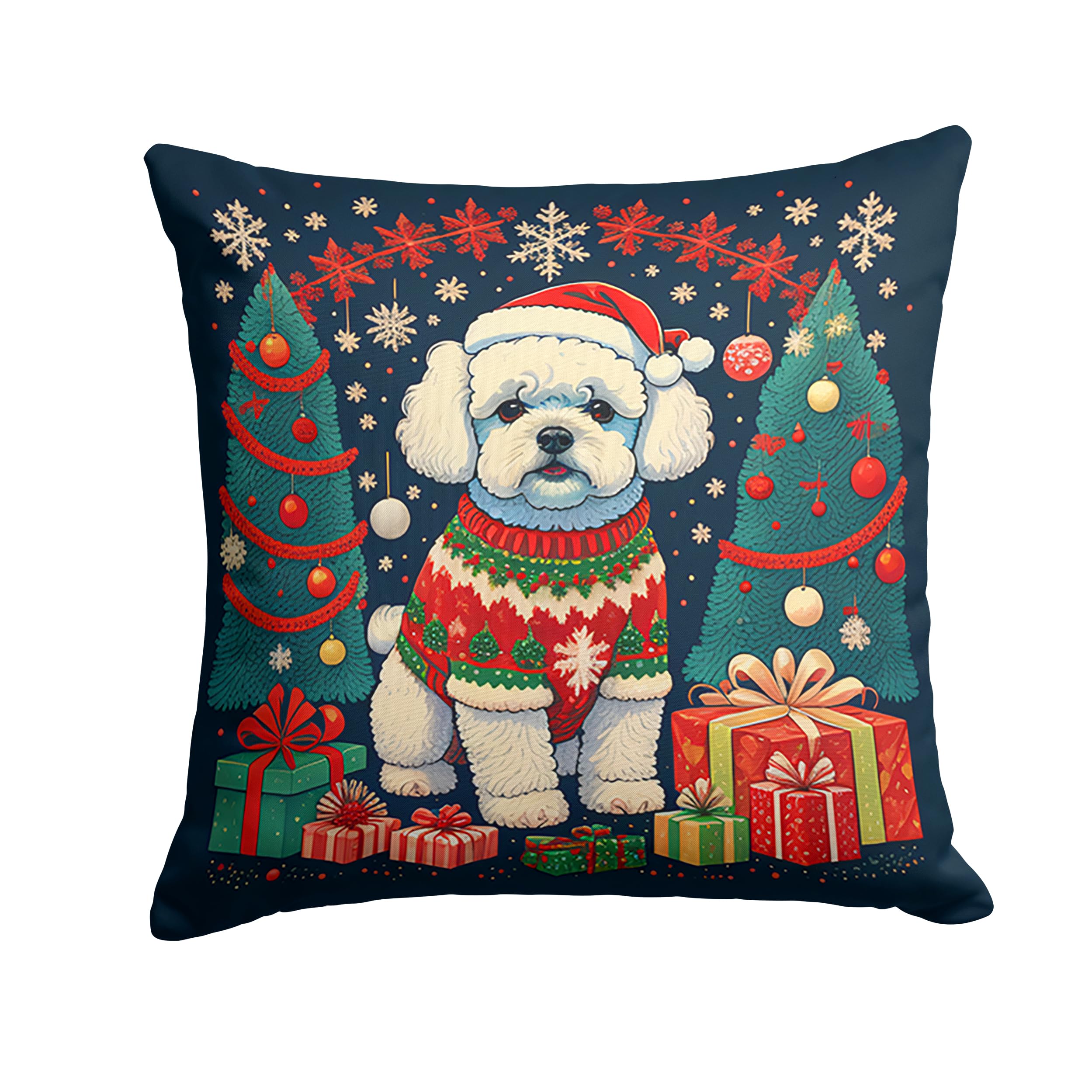 Bichon Frise Christmas Throw Pillow