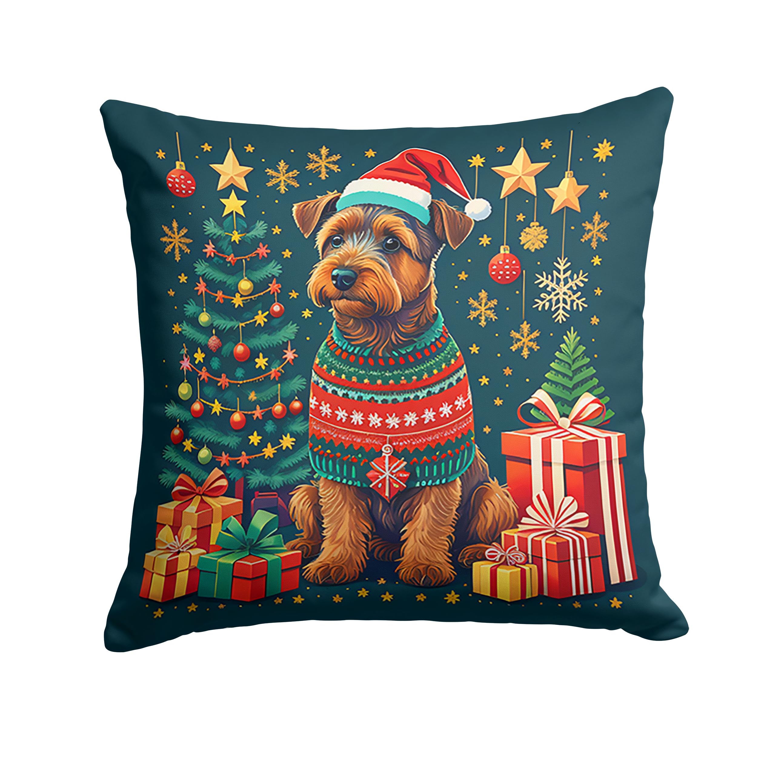 Welsh Terrier Christmas Throw Pillow