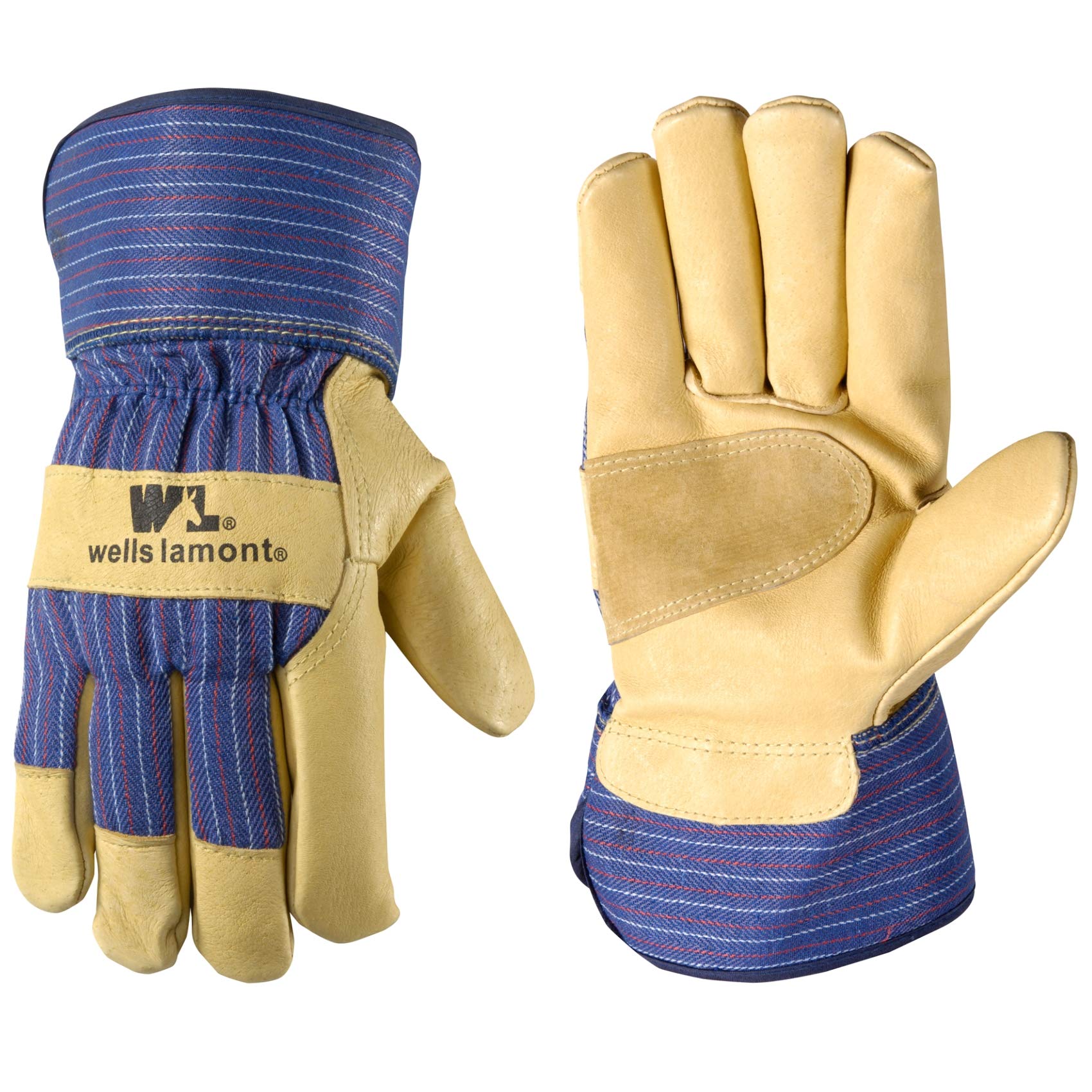 Men'S Heavy Duty Leather Palm Thinsulate Winter Work Gloves With Safety Cuff, Large (Wells Lamont 5235L), Palomino