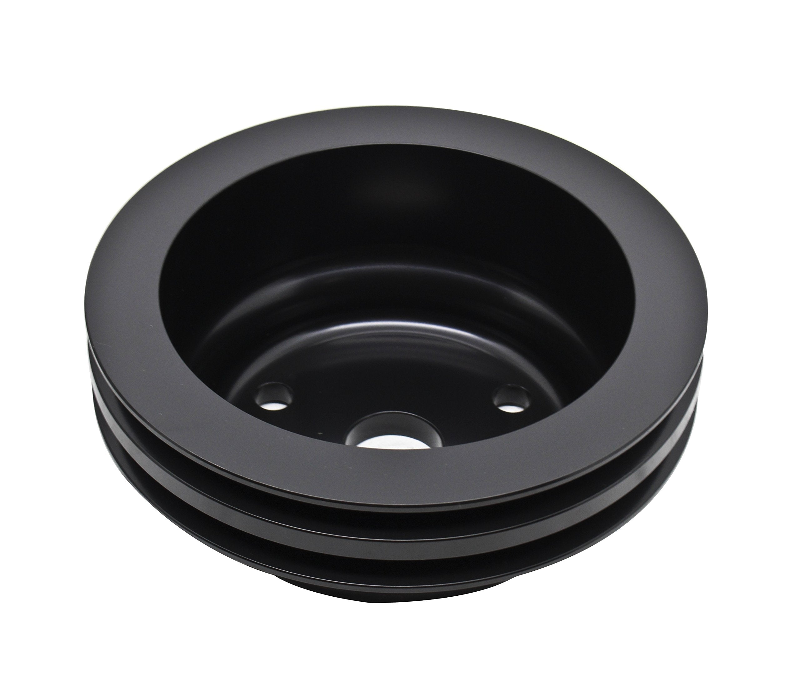 Compatible/Replacement for CHEVY SMALL BLOCK BLACK ALUMINUM CRANK PULLEY - 2 GROOVE (LWP)