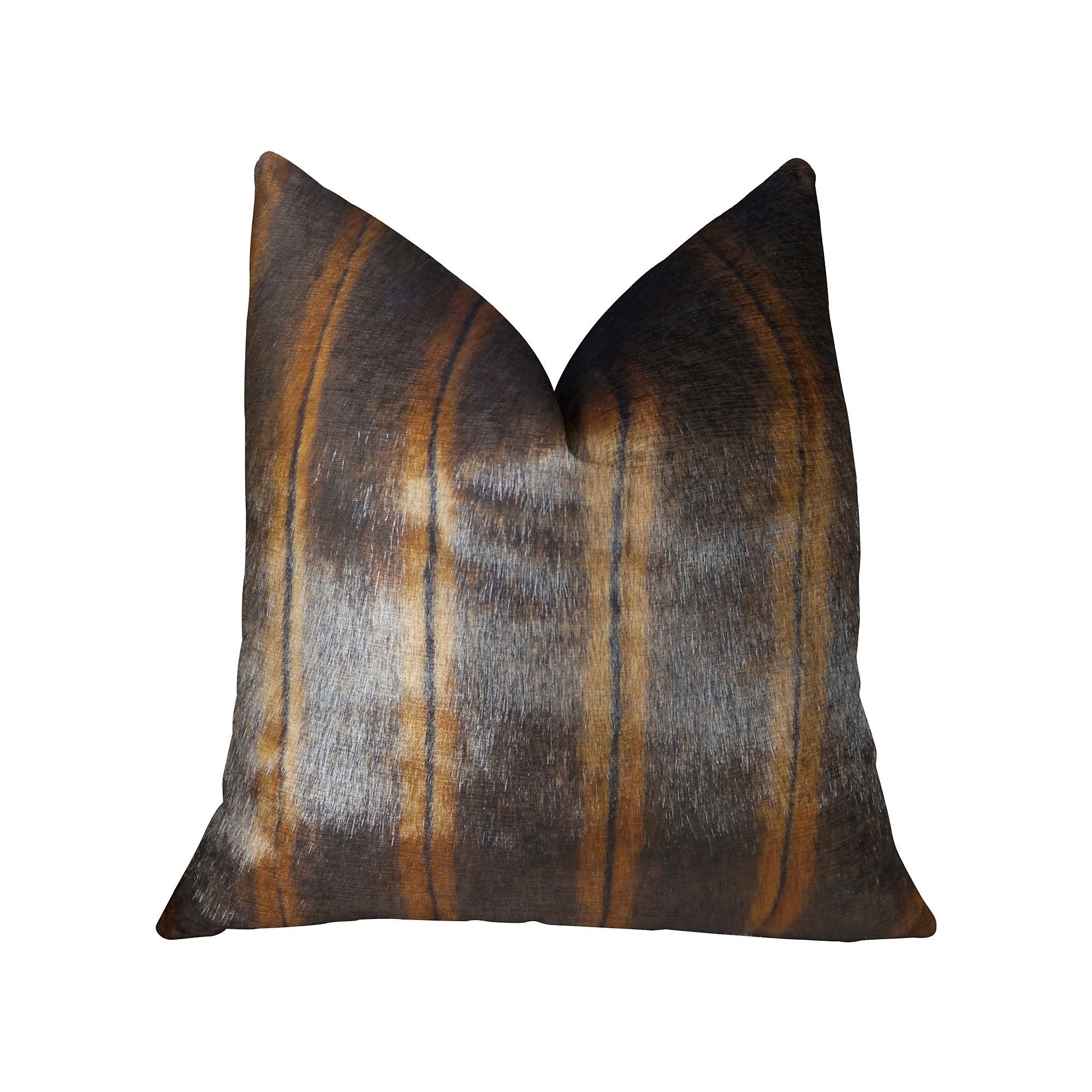 Plutus Lavish Brown Mink Light and Dark Brown Handmade Luxury Pillow - Double Sided 22 x 22″