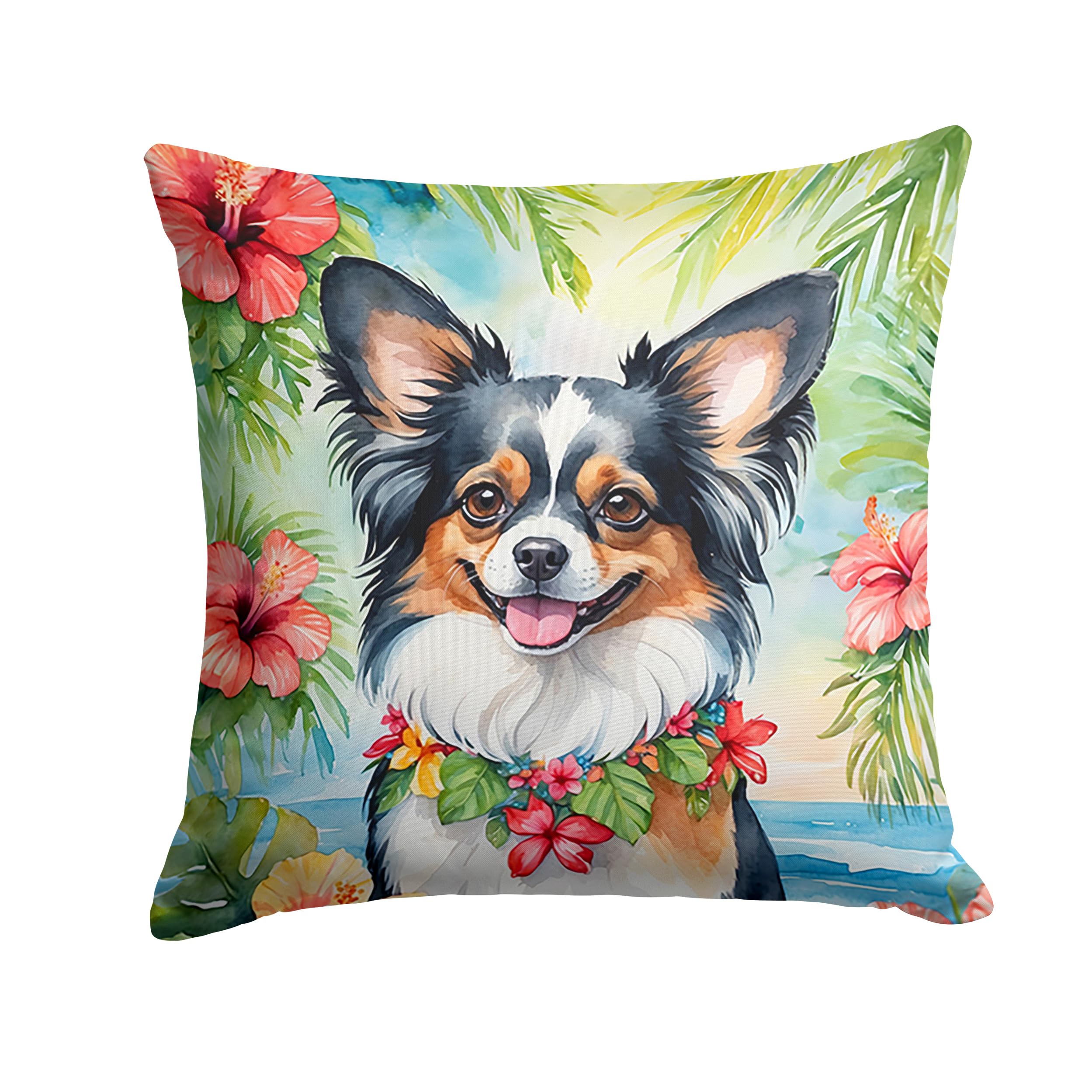 Carolines Treasures Luau Party Decorative Throw Pillow, 18Hx18W, Papillon 6487