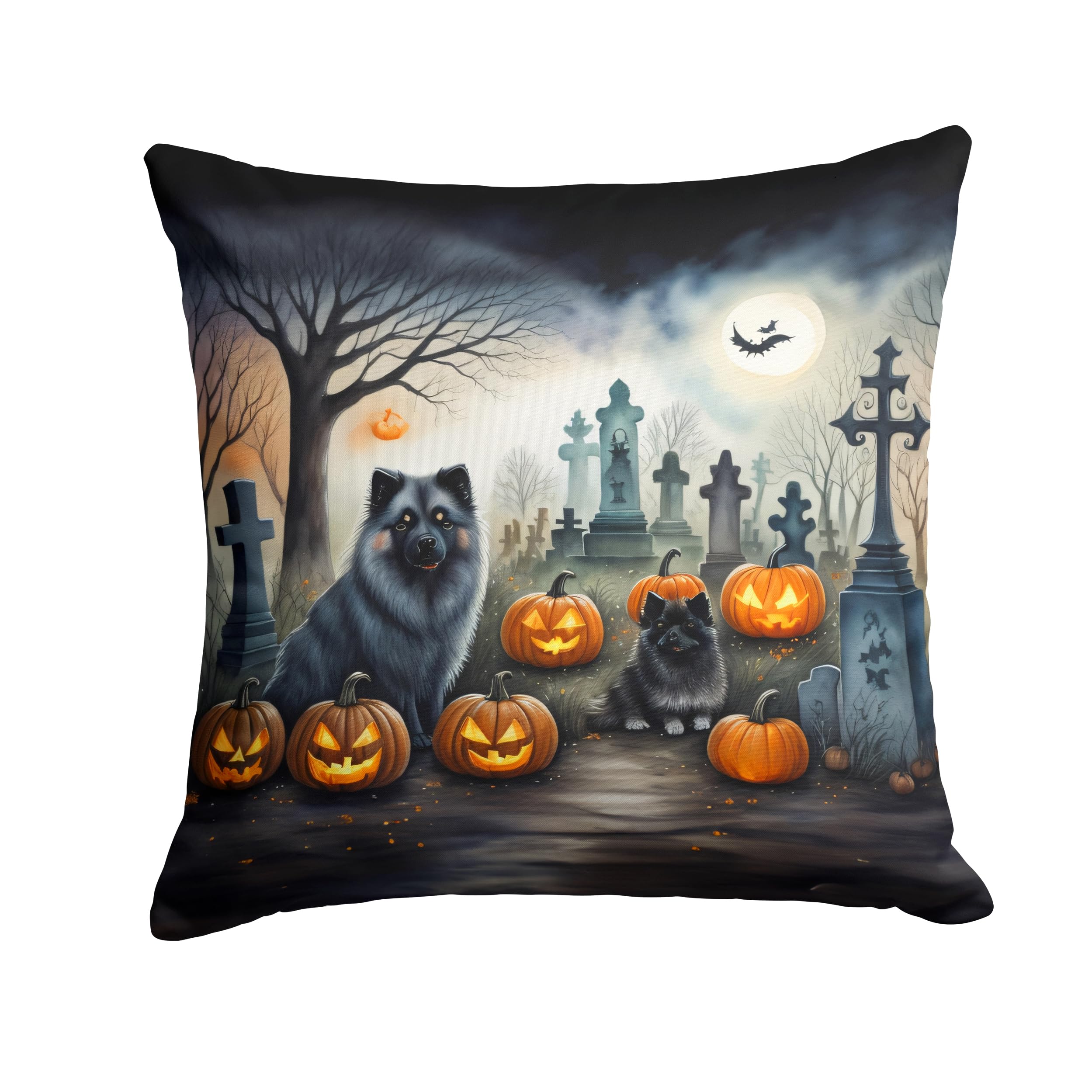 Keeshond Spooky Halloween Throw Pillow
