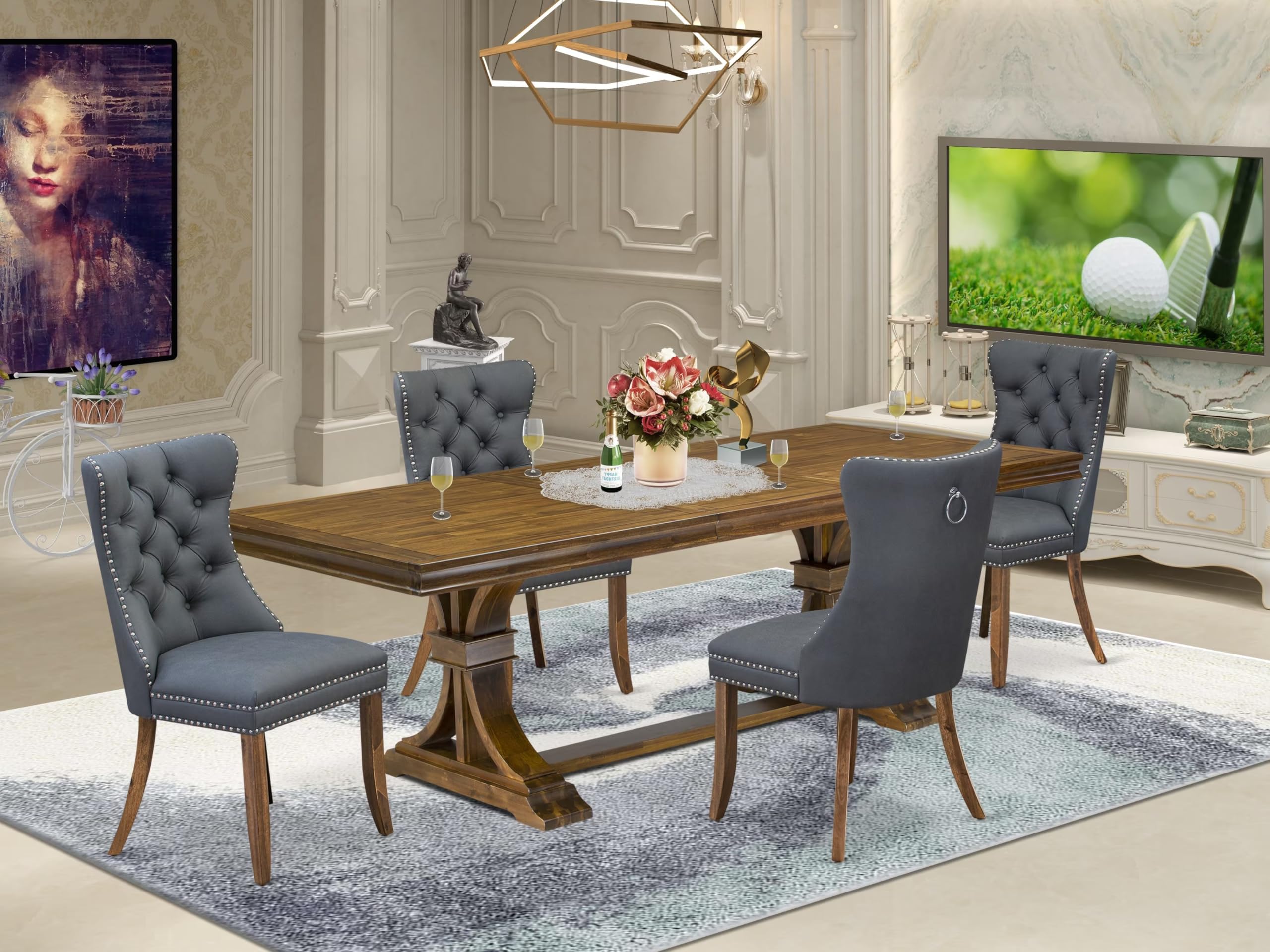 5 piece Kitchen Table Set consists of a Dining Table and 4 Dining room Chairs
