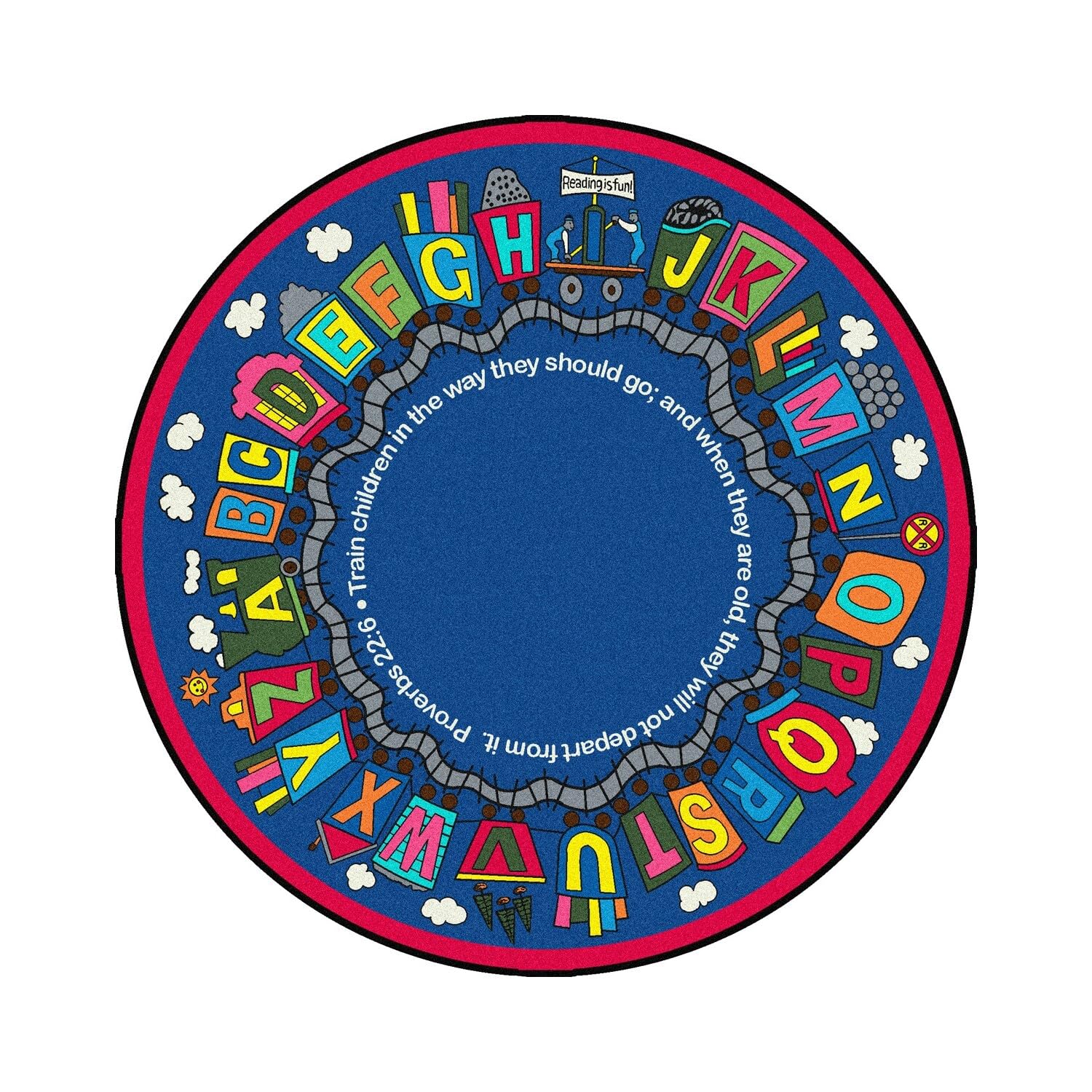 Bible Train 77 Round area rug in color Multi