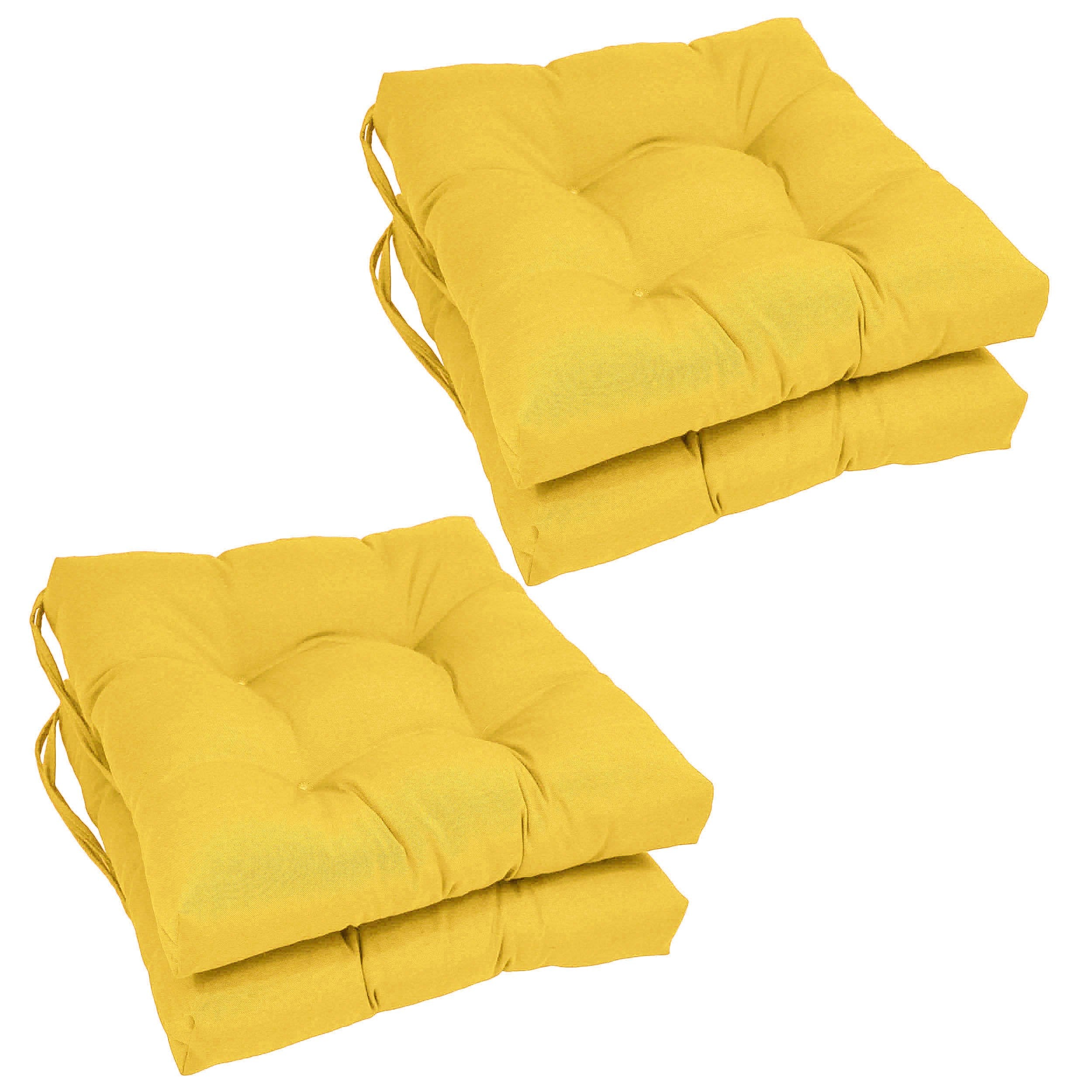 16-inch Solid Twill Square Tufted Chair Cushions (Set of 4) - Sunset