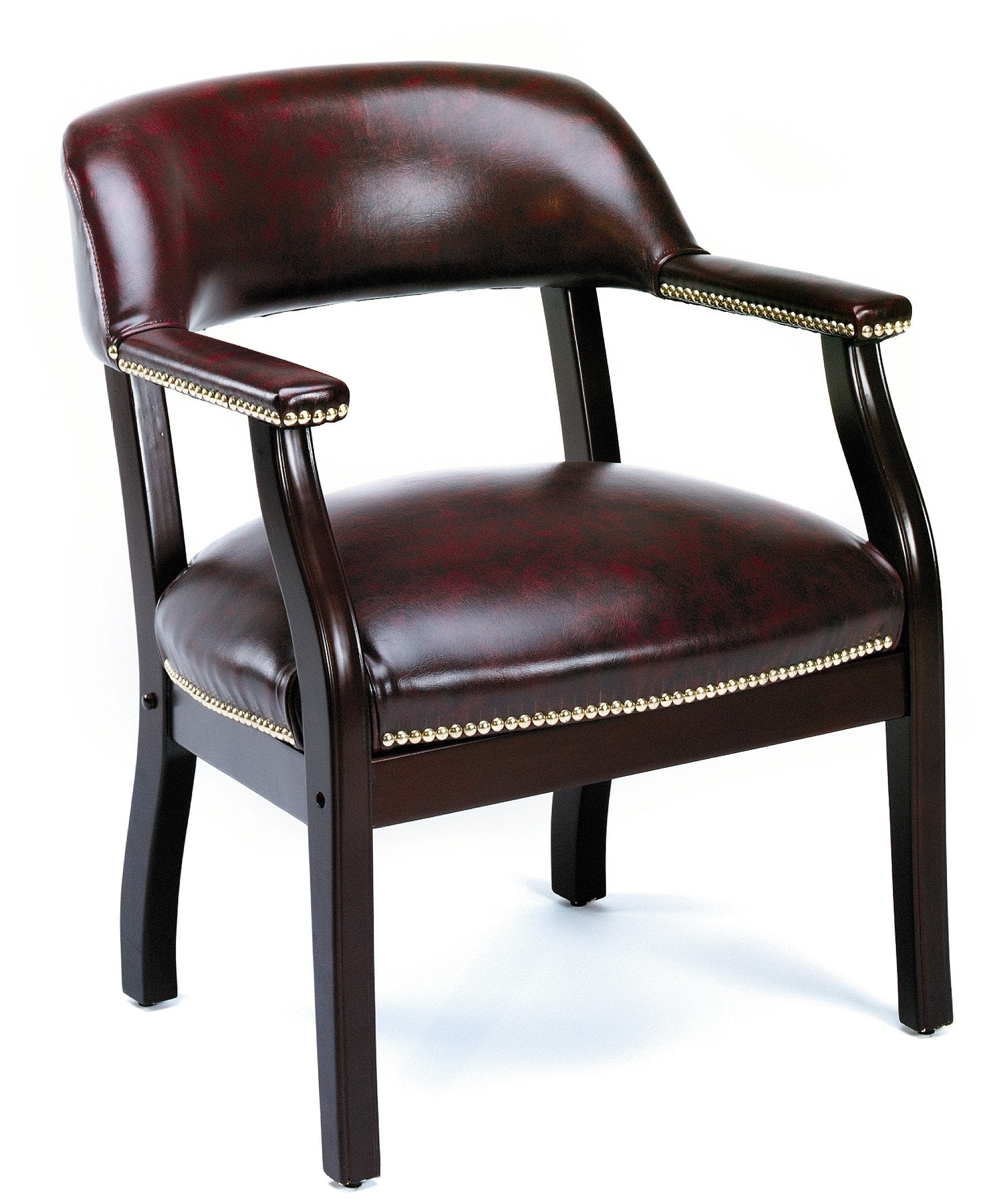 Boss Captains guest, accent or dining chair in Burgundy Vinyl W/ Casters