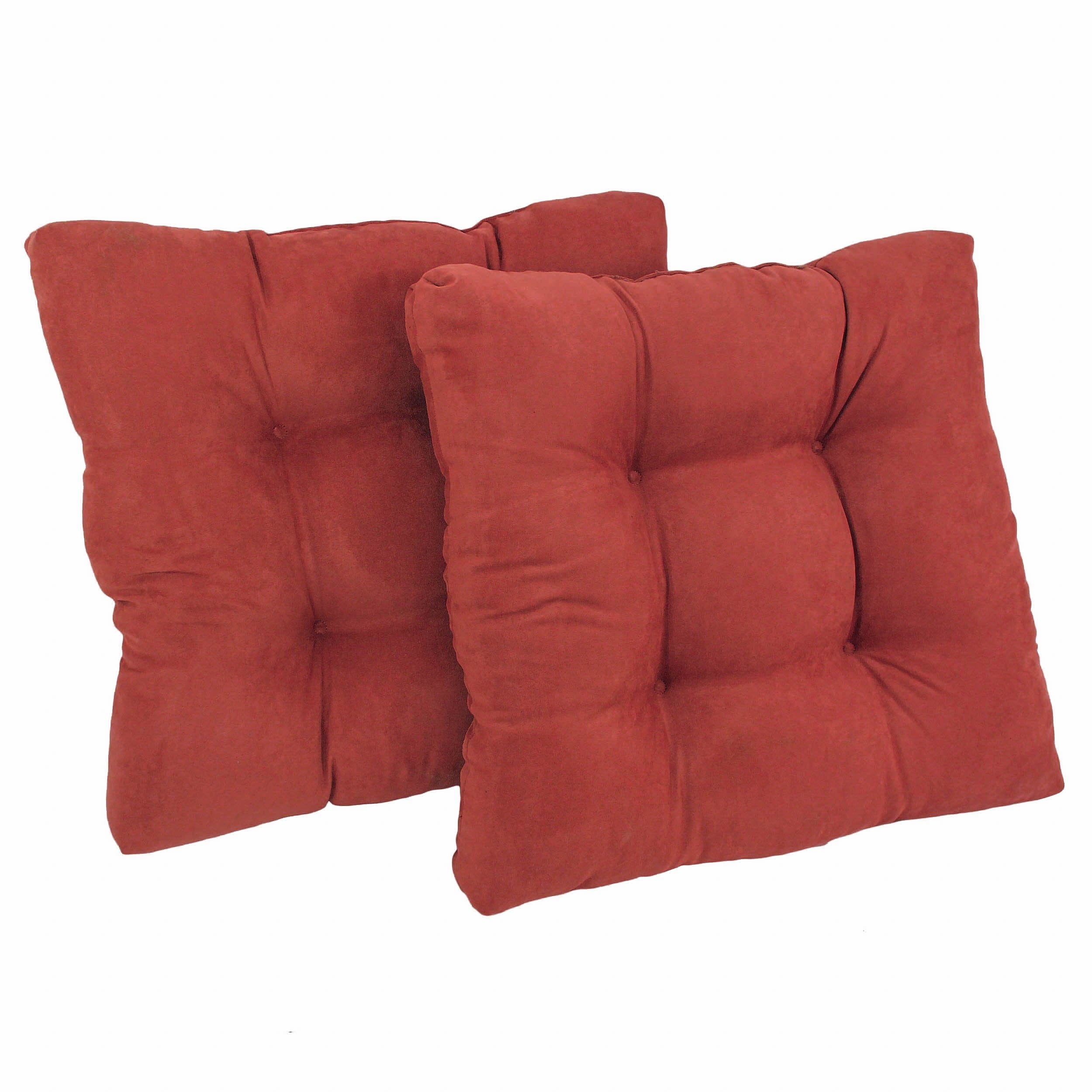 19-inch Squared Microsuede Tufted Dining Chair Cushion (Set of Two) - Red Wine