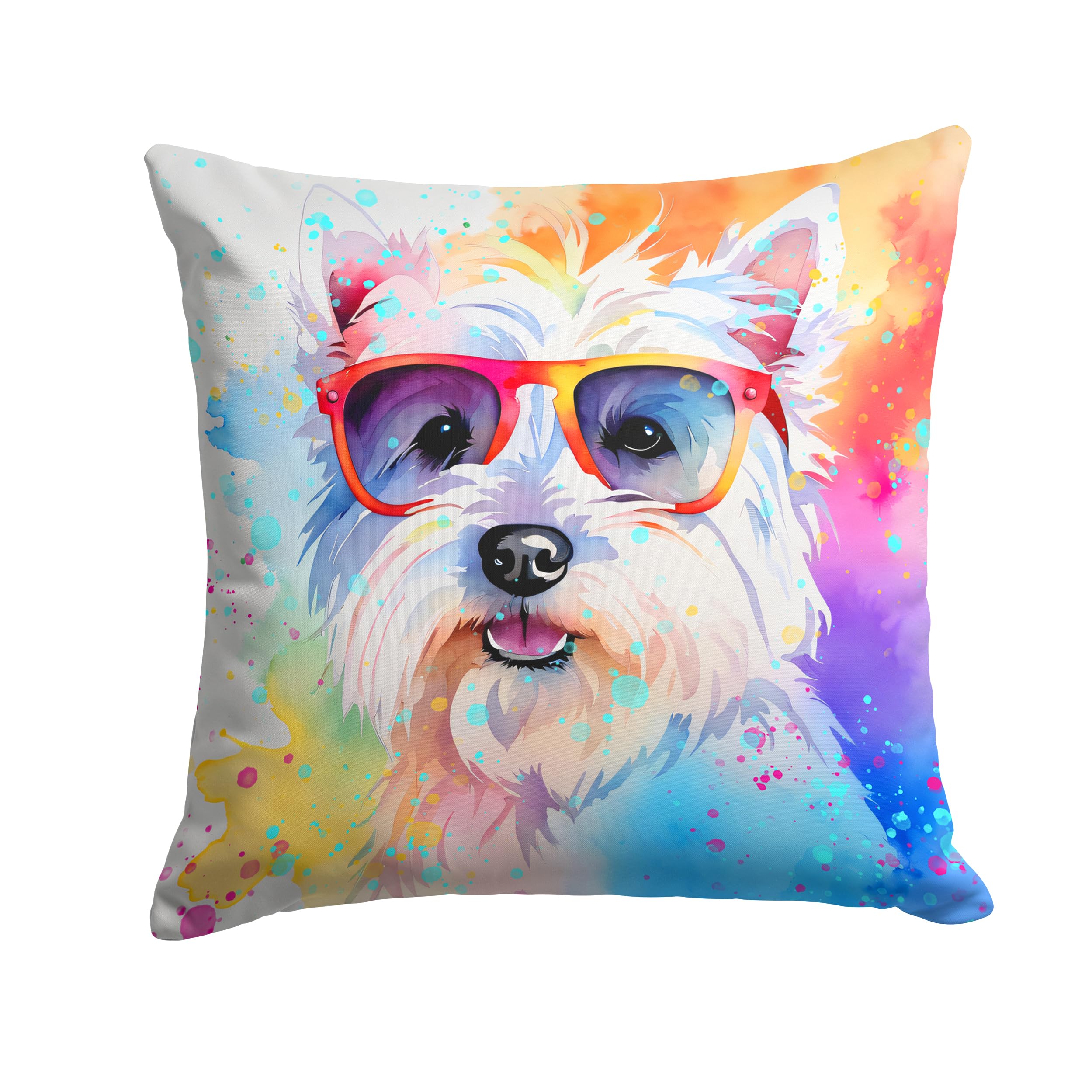 Westie Hippie Dawg Throw Pillow
