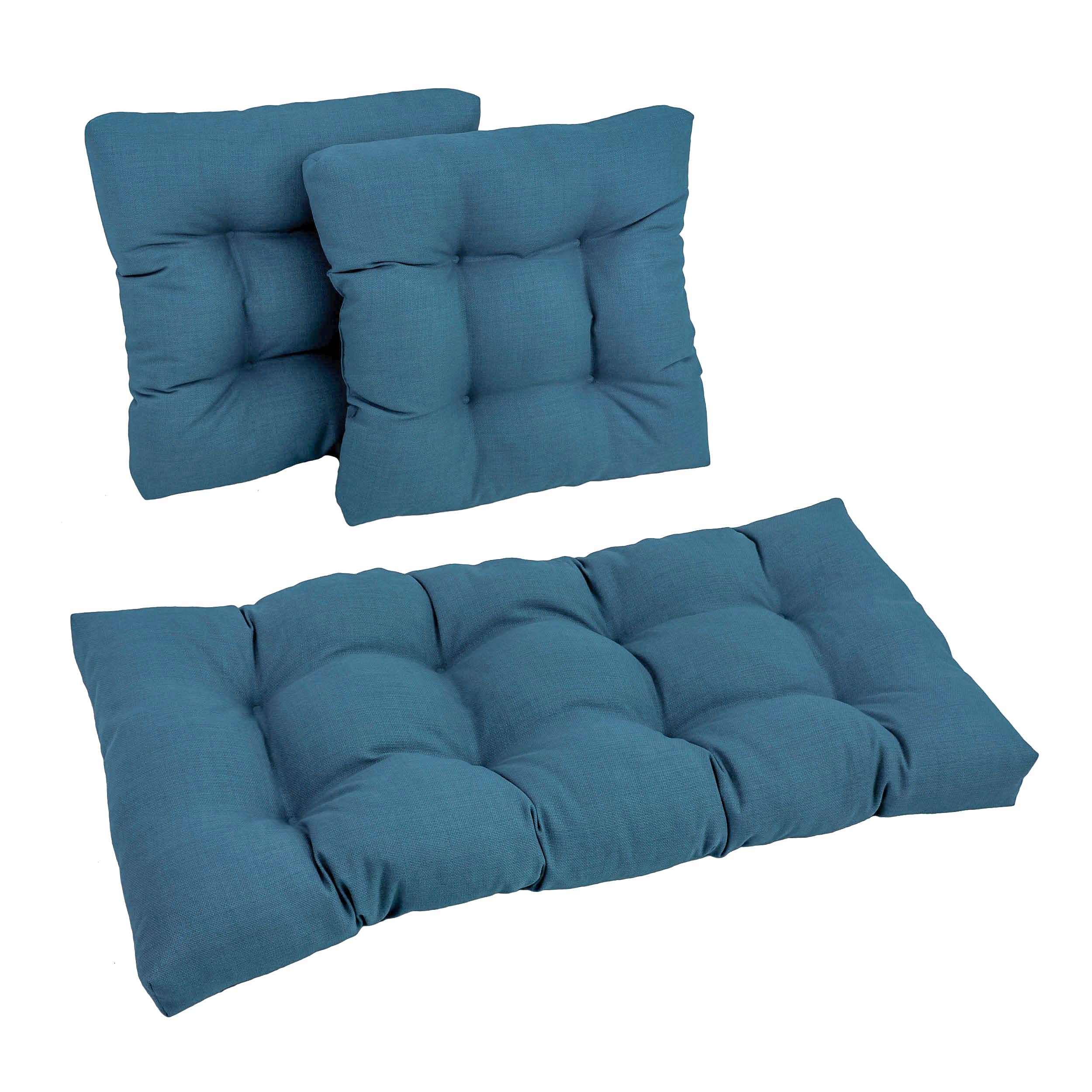 Squared Solid Spun Polyester Tufted Settee Cushions (Set of 3) 94006-REO-SOL-16