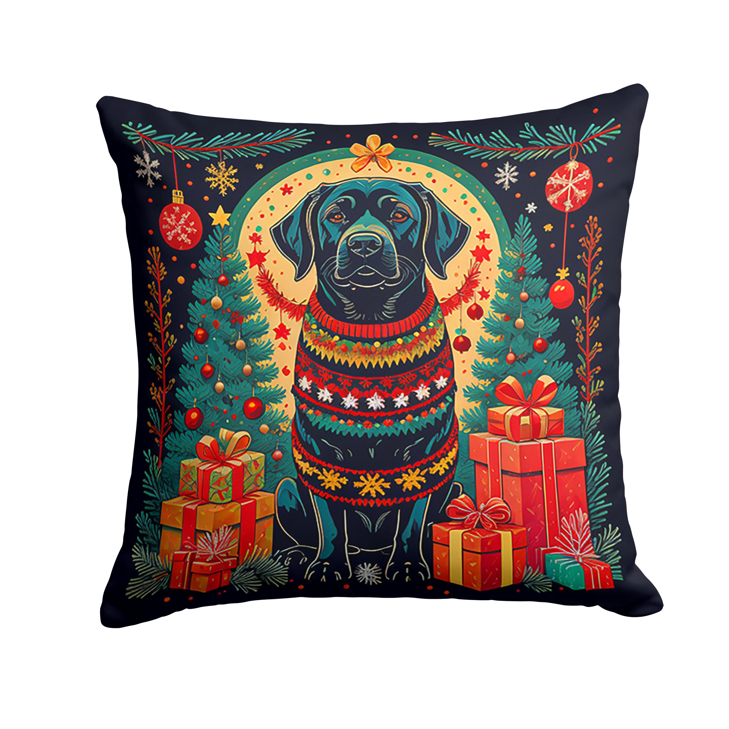 Black Labrador Retriever Christmas Throw Pillow