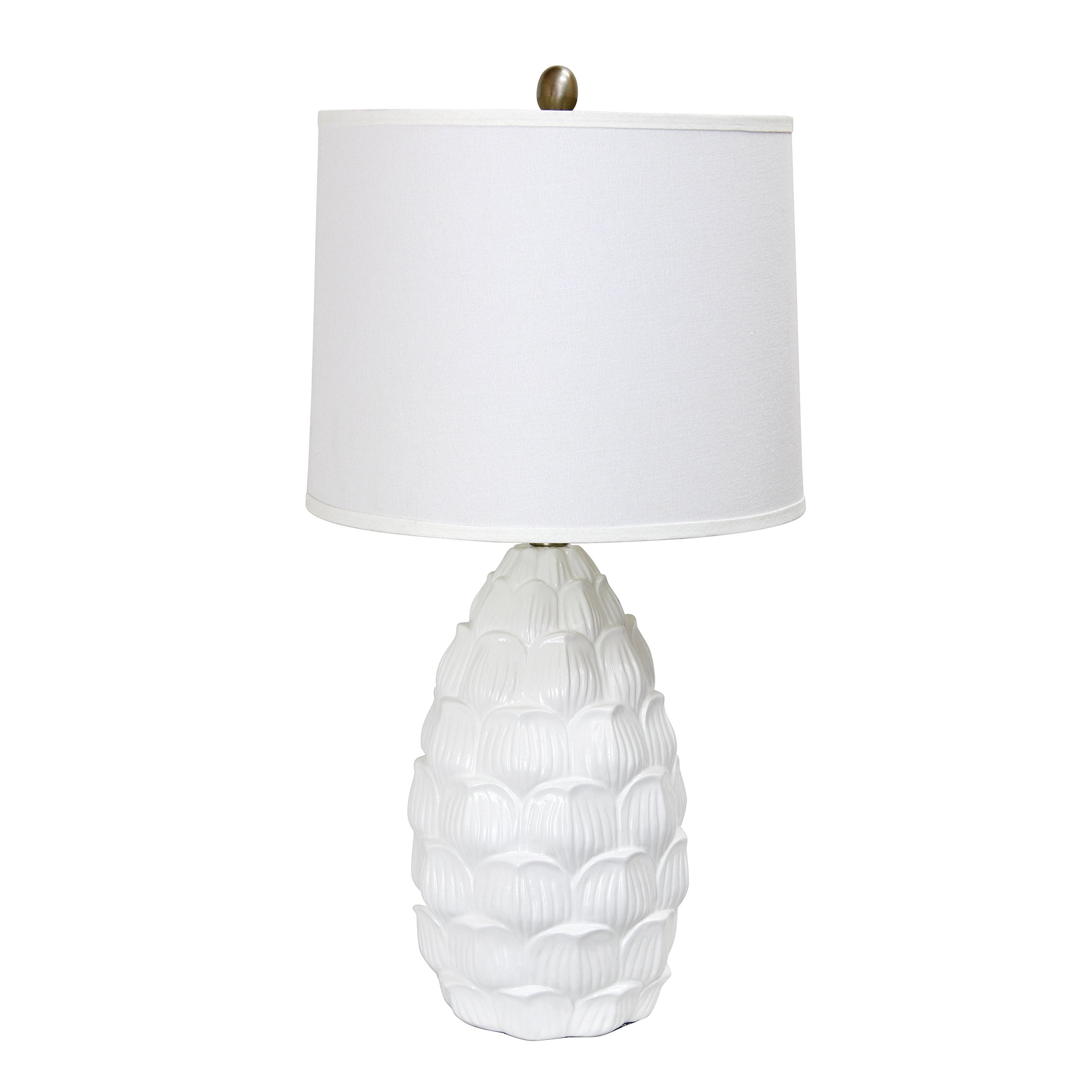 Elegant Designs Lt3215-Wht Resin Table Lamp With Fabric Shade, White