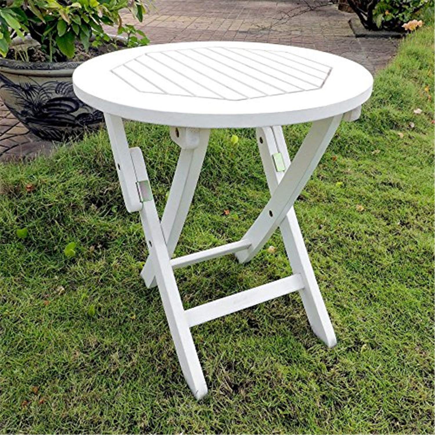 Royal Fiji Acacia Round Folding Table - Antique White