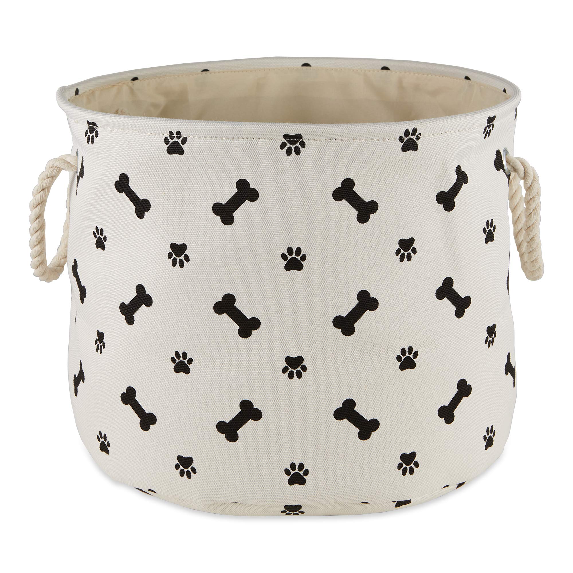 Bone Dry Pet Storage Collection Paw And Bone Print Black Medium Round