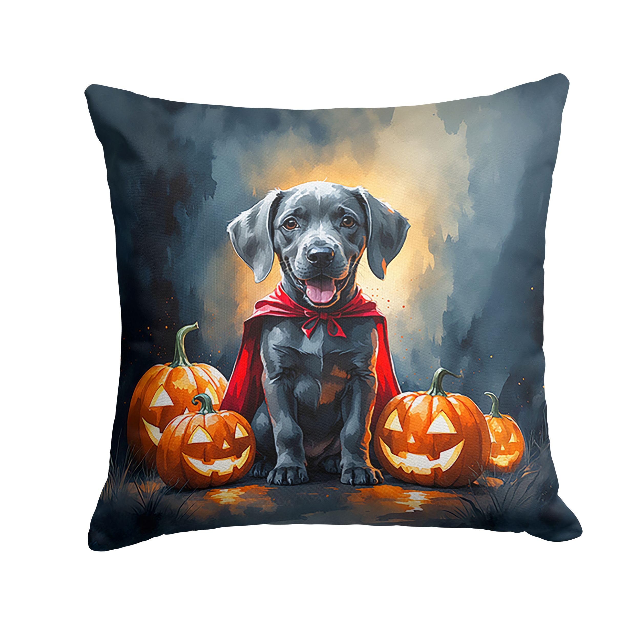 Carolines Treasures Weimaraner Puppy Halloween Throw Pillow Machine Washable, Indoor Outdoor Decorative Pillow for Couch, Bed or Patio, 14Hx14W