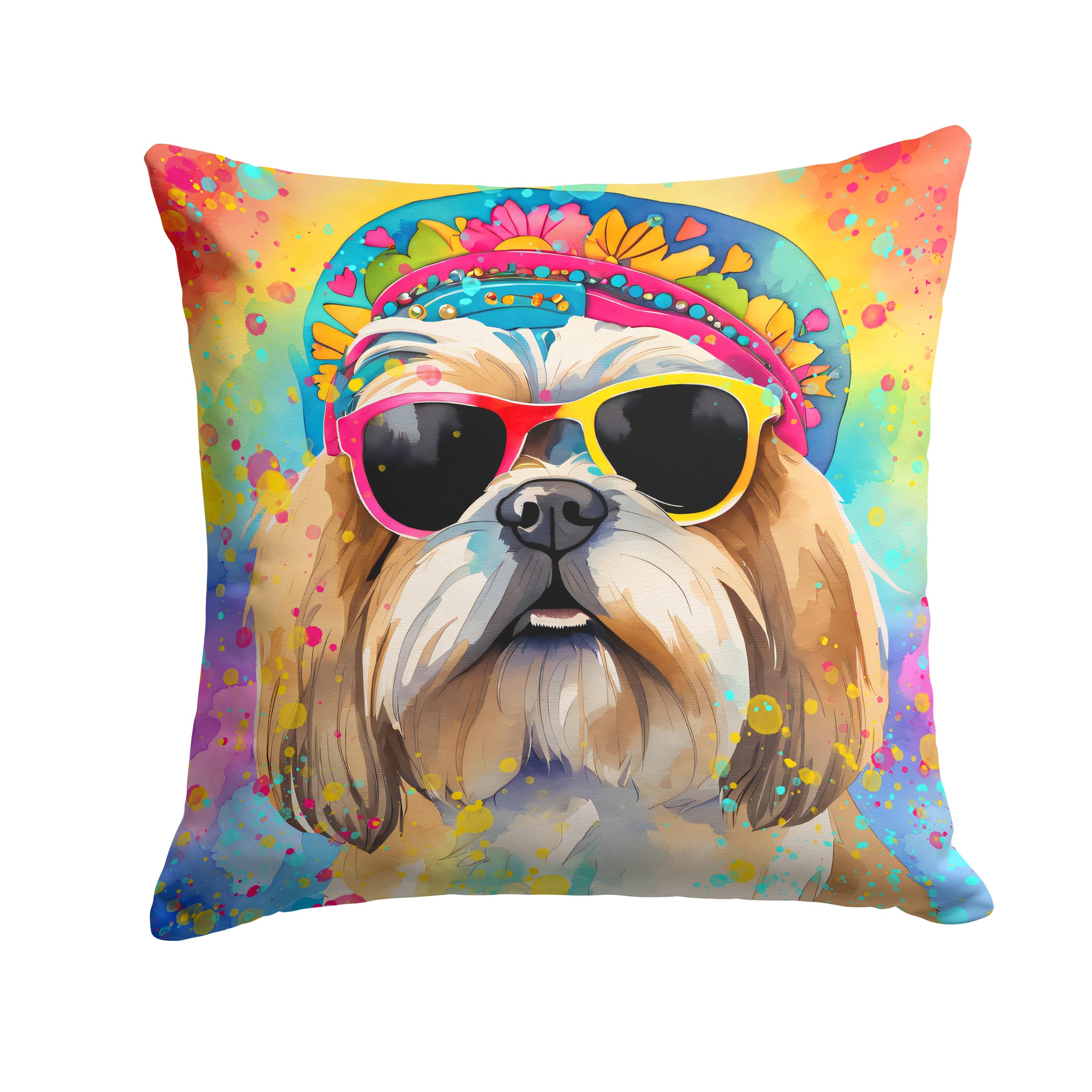 Shih Tzu Hippie Dawg Throw Pillow