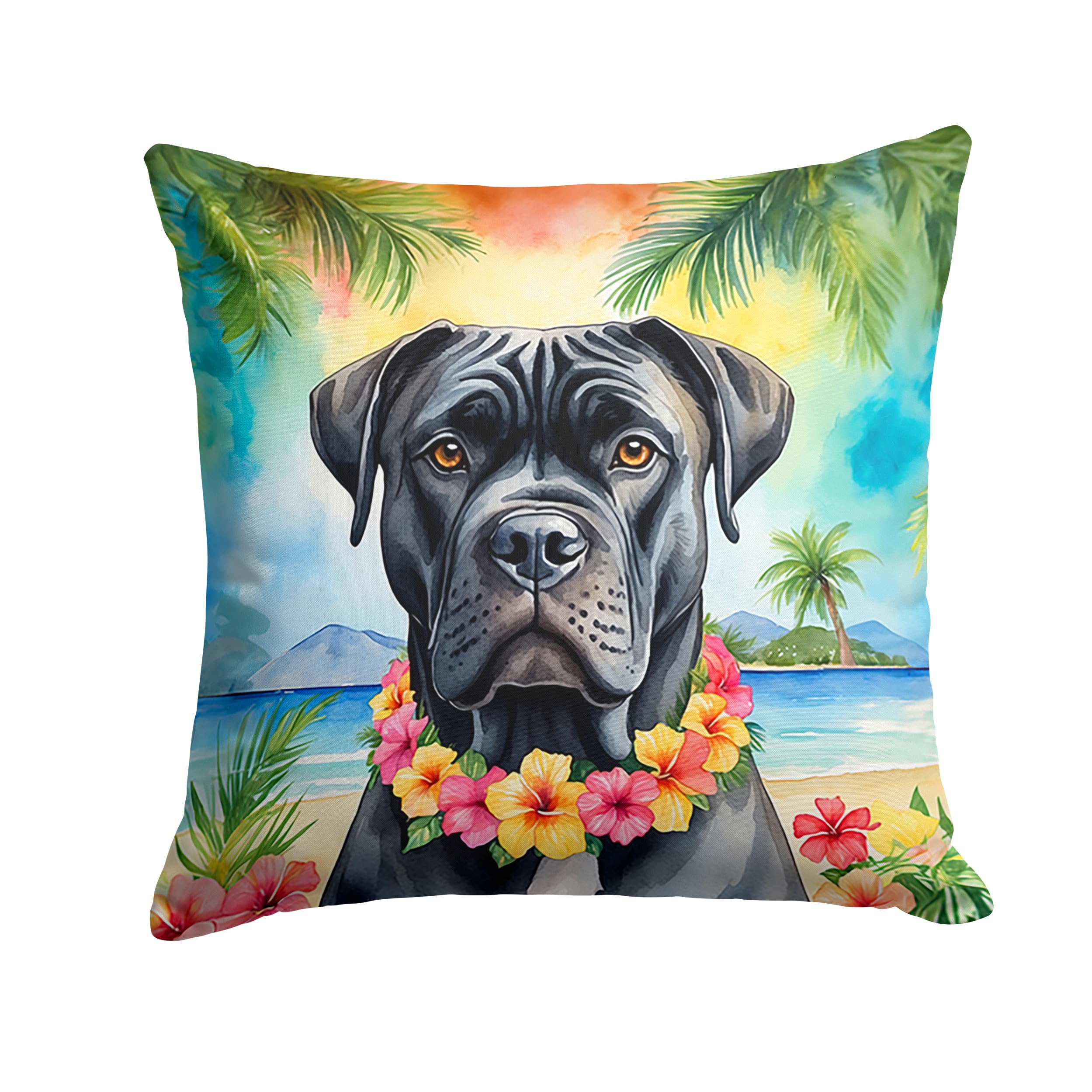 Carolines Treasures Luau Party Decorative Throw Pillow, 18Hx18W, Cane Corso 6398