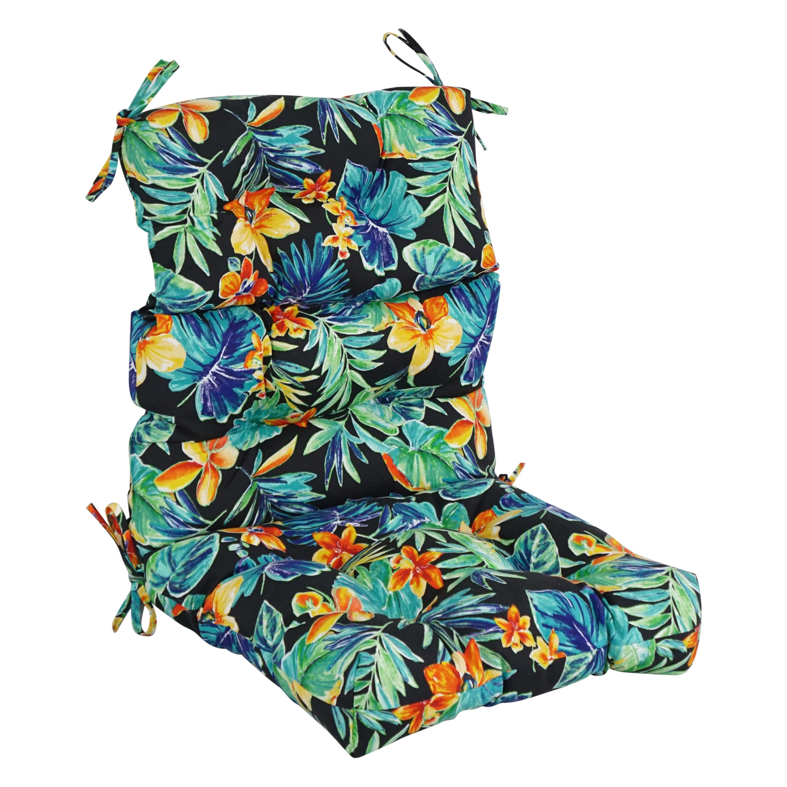 20-inch by 42-inch Spun Polyester Patterned Outdoor Tufted Chair Cushion