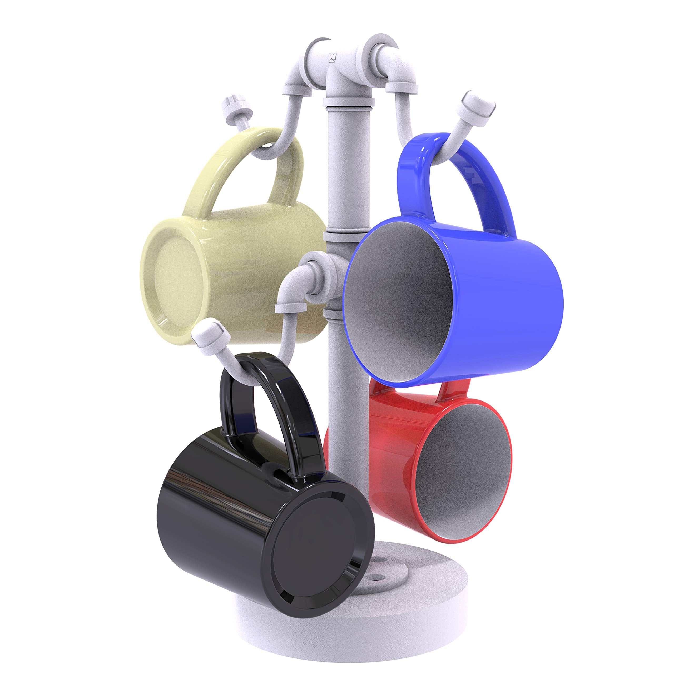 Pipeline Collection Countertop 4 Coffee Mug Holder - Matte White