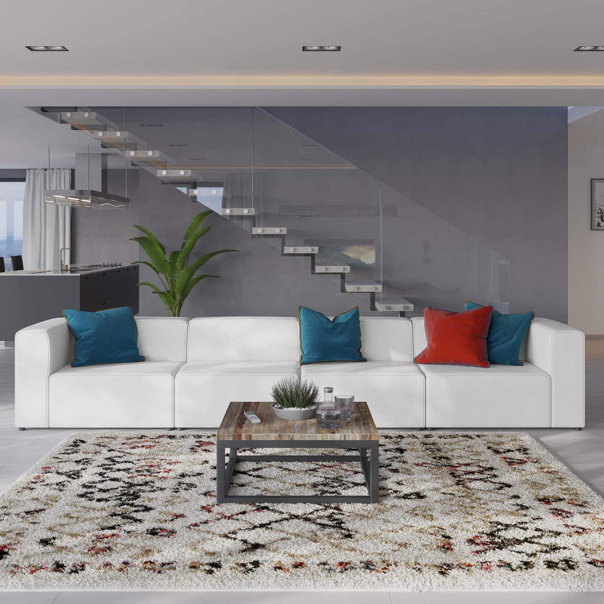 Modway Mingle Vegan Leather 4-Piece Sectional Sofa In White
